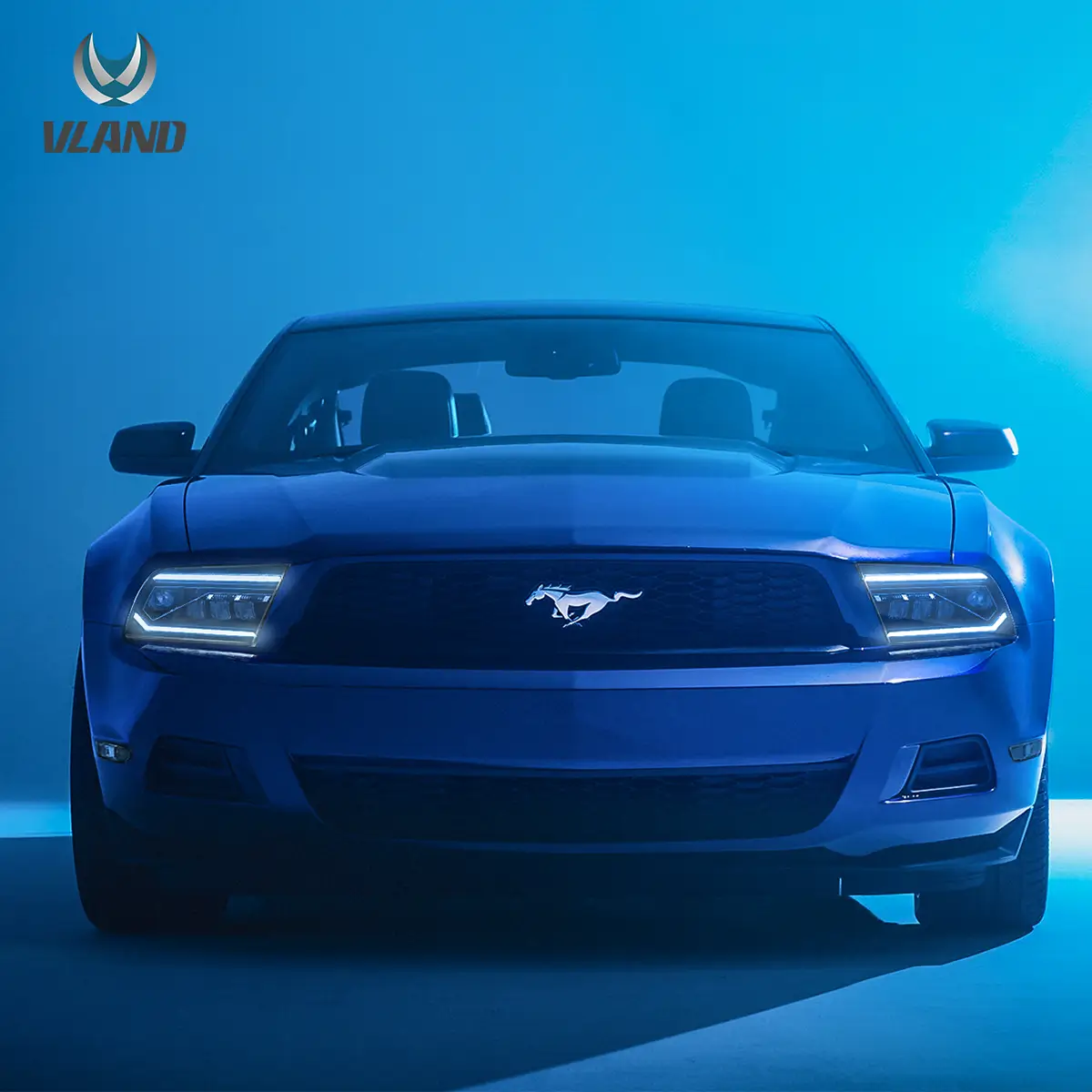 05-09 Ford Mustang 5th Gen (S-197 I) Pre-Facelift Vland I LED Dual Beam Projector With Reflector Headlights Chrome - Image 4