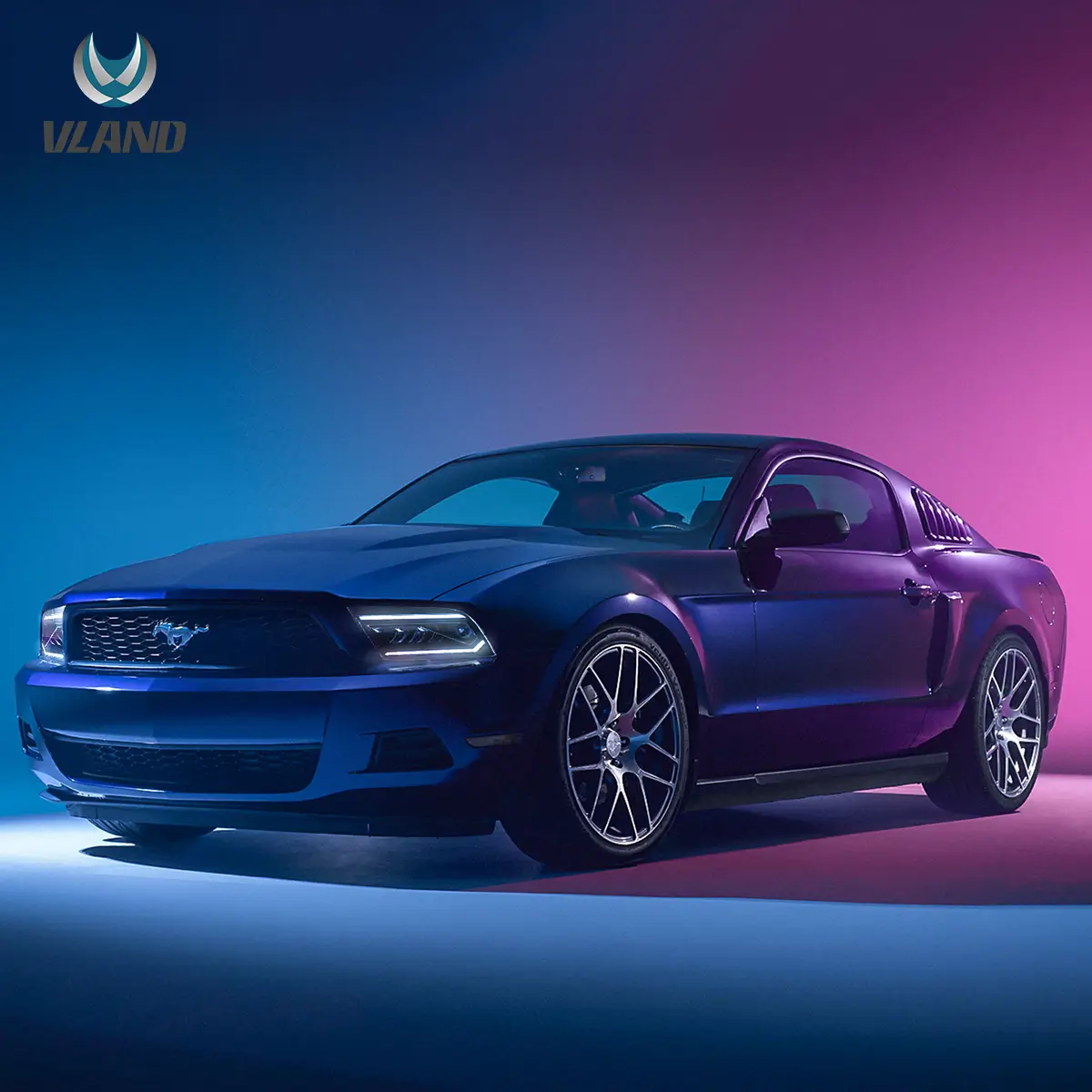 05-09 Ford Mustang 5th Gen (S-197 I) Pre-Facelift Vland I LED Dual Beam Projector With Reflector Headlights Chrome - Image 5