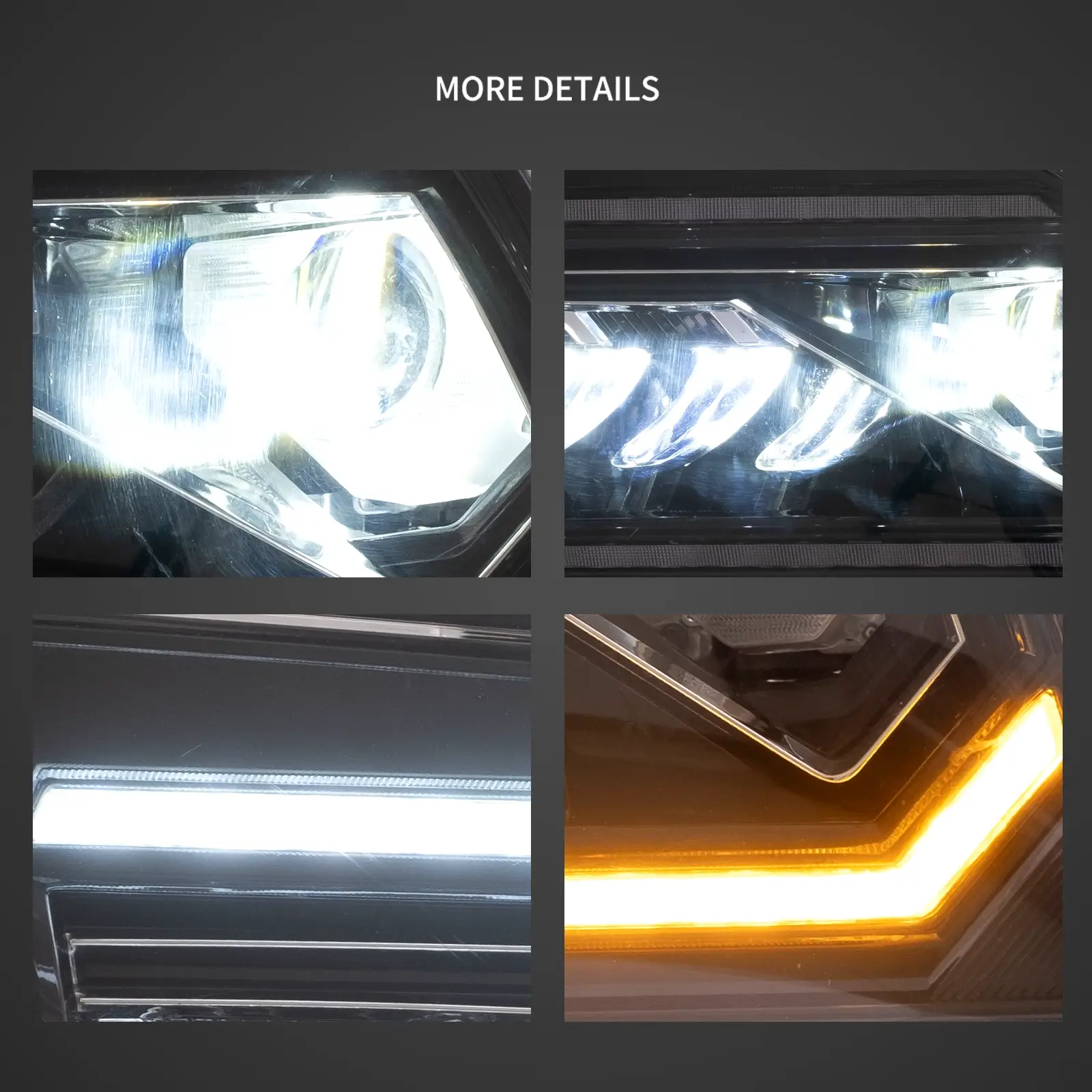 05-09 Ford Mustang 5th Gen (S-197 I) Pre-Facelift Vland I LED Dual Beam Projector With Reflector Headlights Chrome - Image 8
