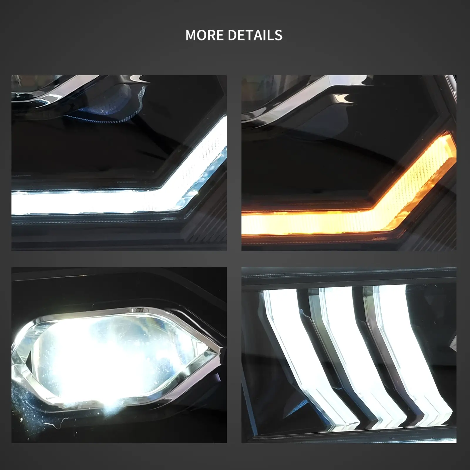 05-09 Ford Mustang 5th Gen (S-197 I) Pre-Facelift Vland LED Dual Beam Projector Headlights Black - Image 10