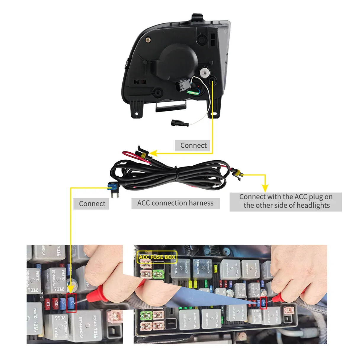 05-09 Ford Mustang 5th Gen (S-197 I) Pre-Facelift Vland LED Dual Beam Projector Headlights Black - Image 9