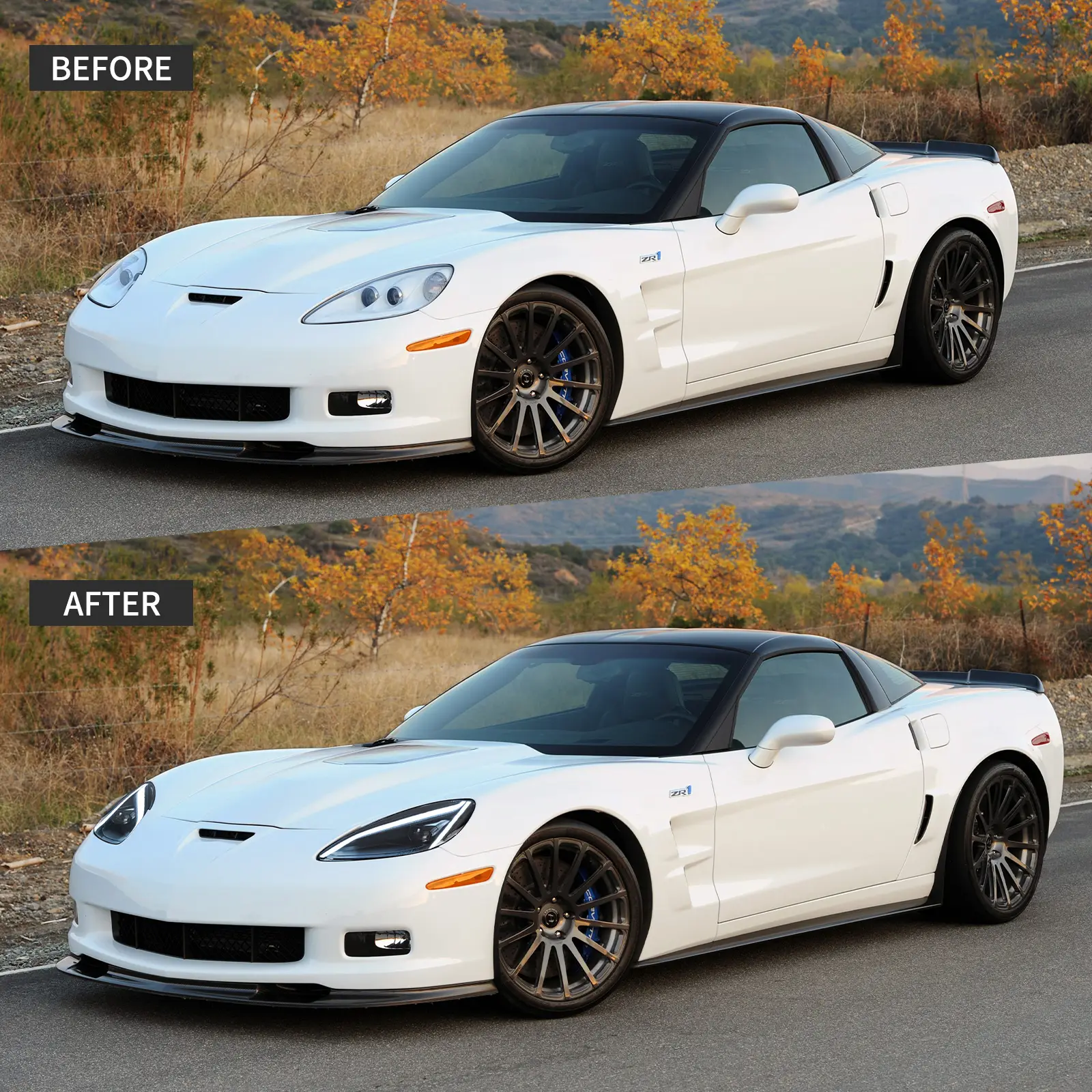 05-13 Chevrolet Corvette C6 6th Gen EU Vland LED Dual Beam Projector Headlights Black [C8 STYLE] - Image 5