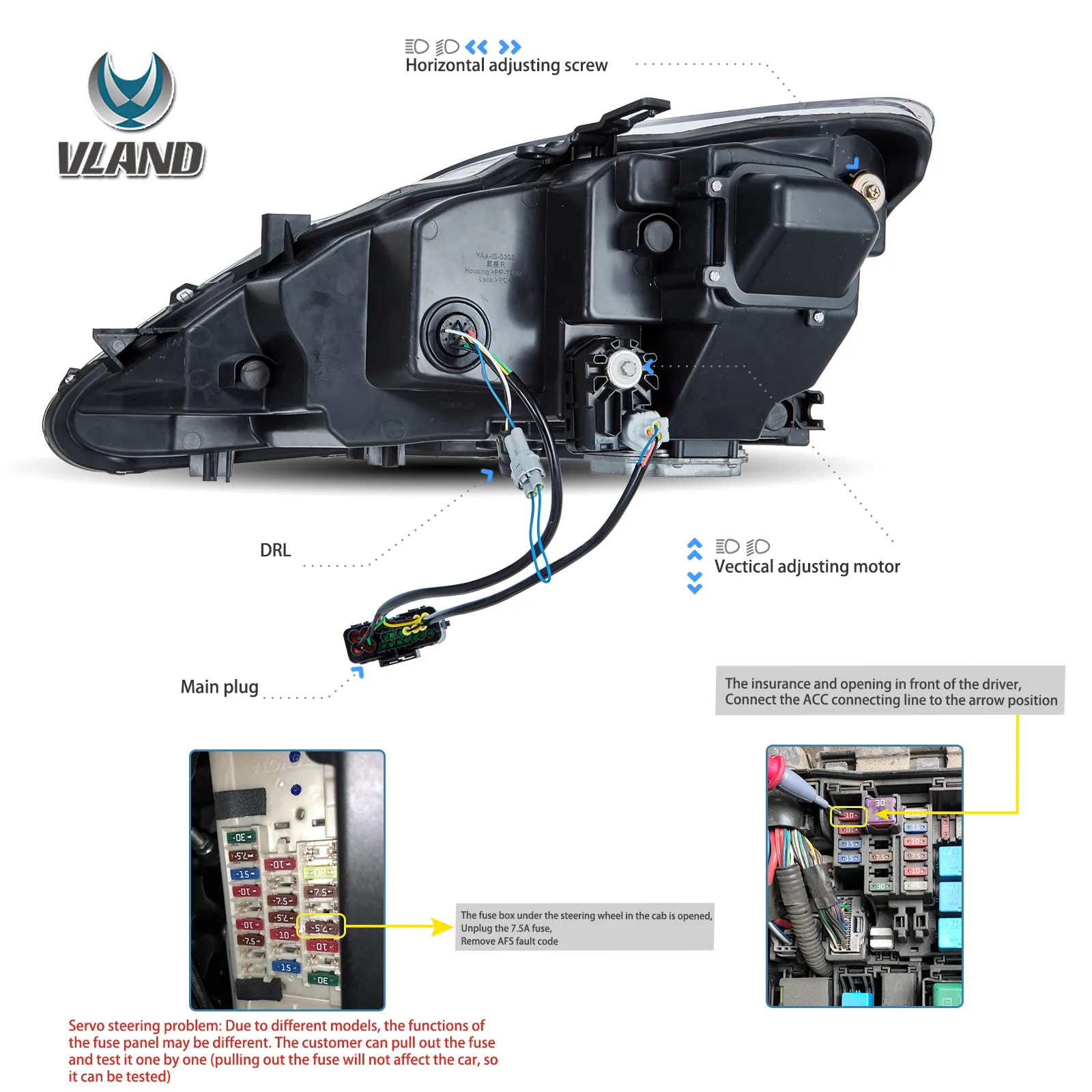 06-12 Lexus IS250/IS250C/IS350/IS220d & 08-14 ISF(XE20) Vland Matrix Projector Headlights With Blue DRL - Image 7