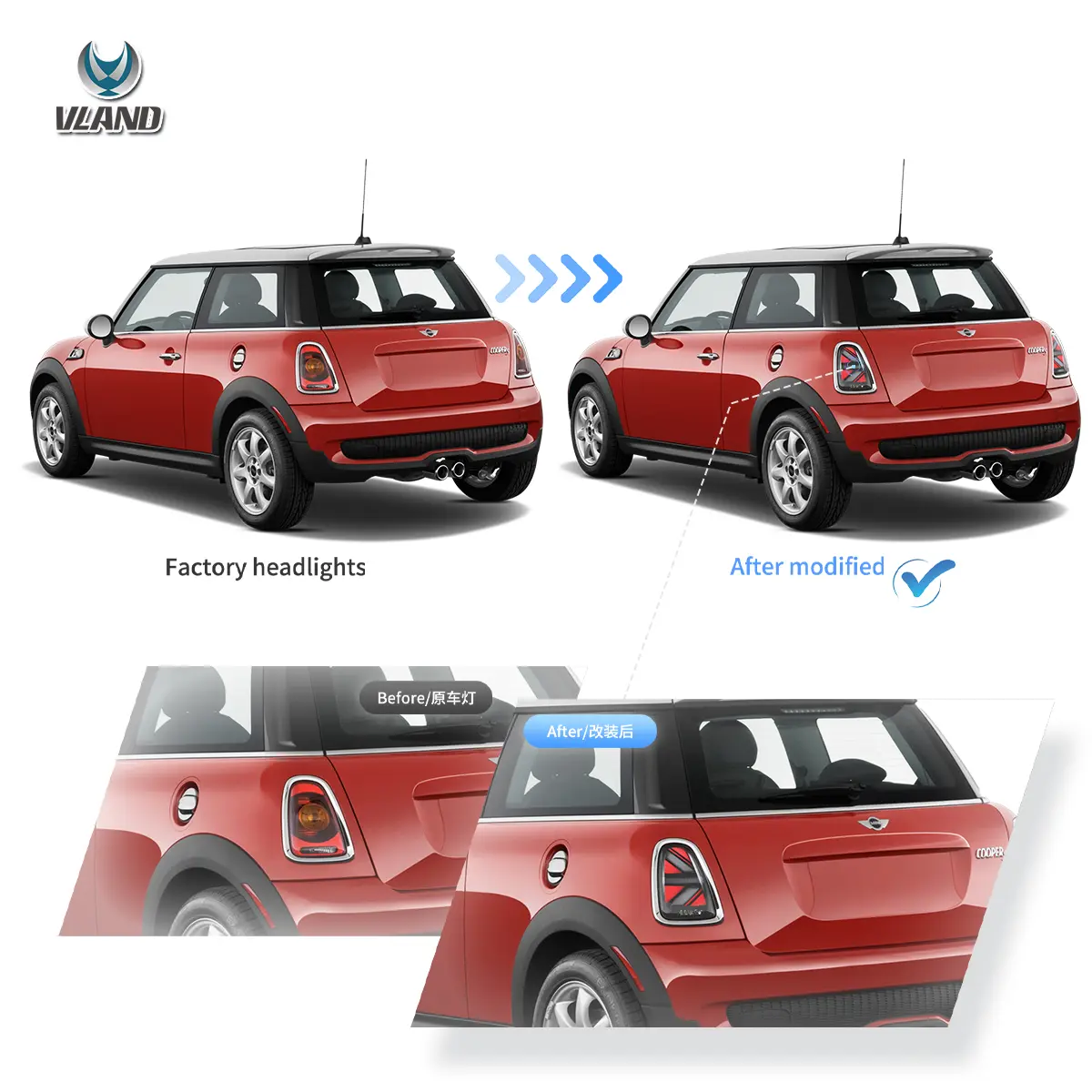 07-13 Mini Cooper (R56 R57 R58 R59) Vland II LED Tail Lights With Amber Sequential Turn Signal [E-mark] - Image 5