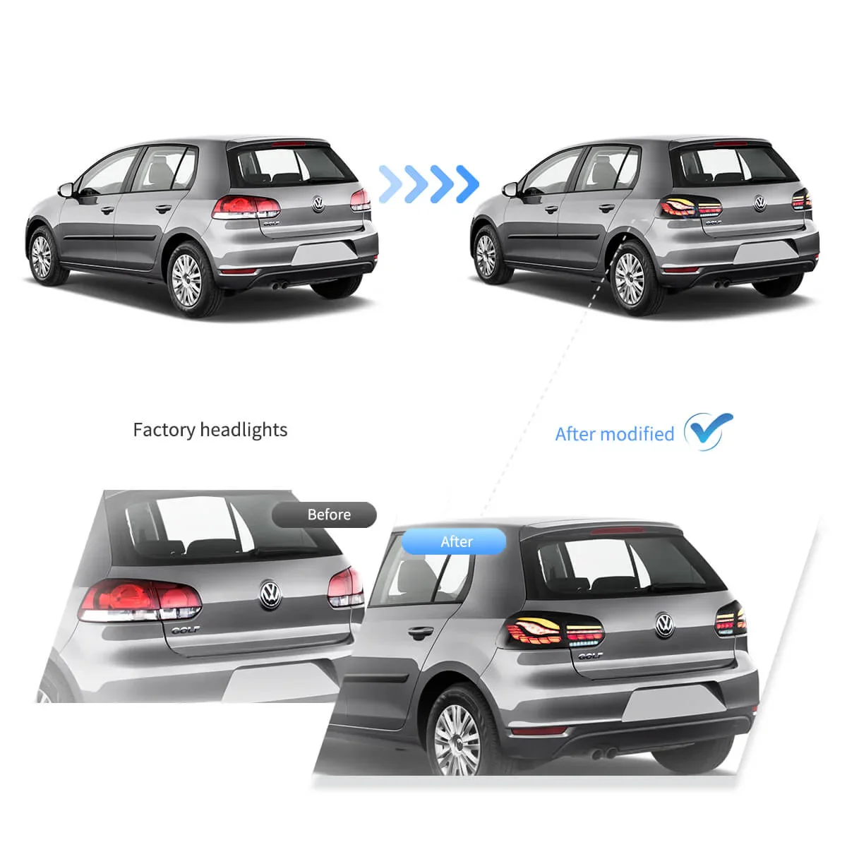 08-14 VW Golf Mk6 Hatchback Vland II OLED Aftermarket Tail Lights With Dragon Scale Effect - Image 10