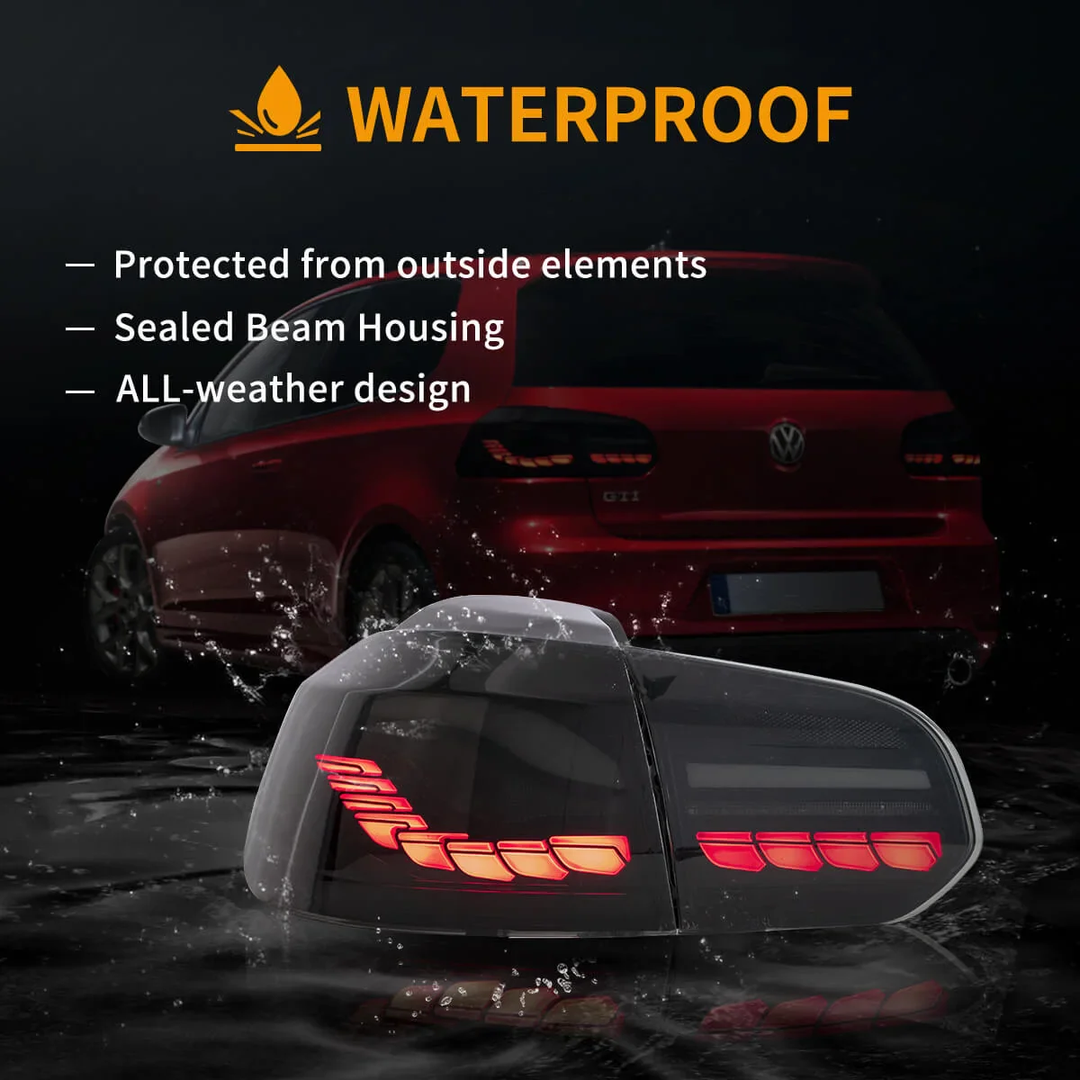 08-14 VW Golf Mk6 Hatchback Vland II OLED Aftermarket Tail Lights With Dragon Scale Effect - Image 11