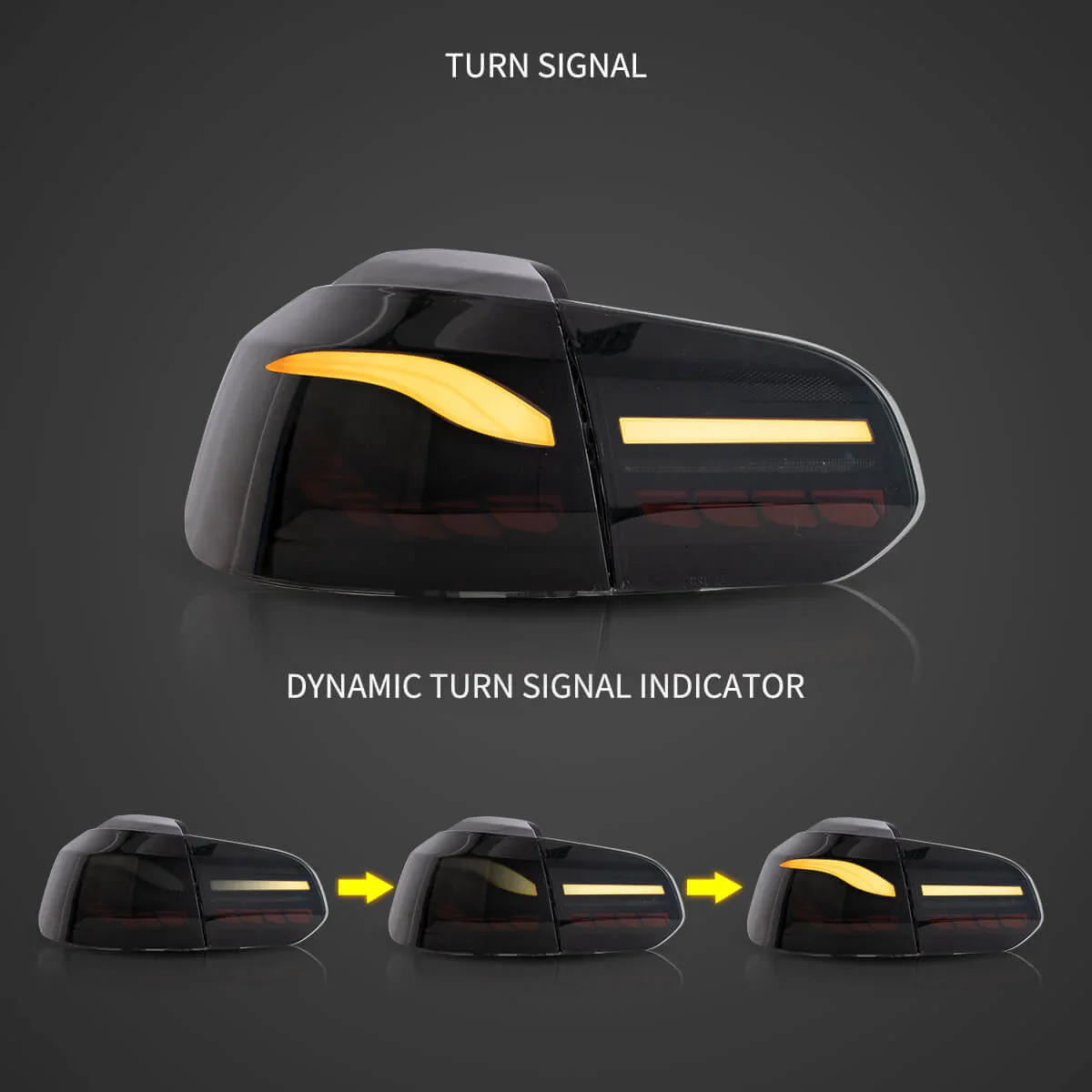 08-14 VW Golf Mk6 Hatchback Vland II OLED Aftermarket Tail Lights With Dragon Scale Effect - Image 4