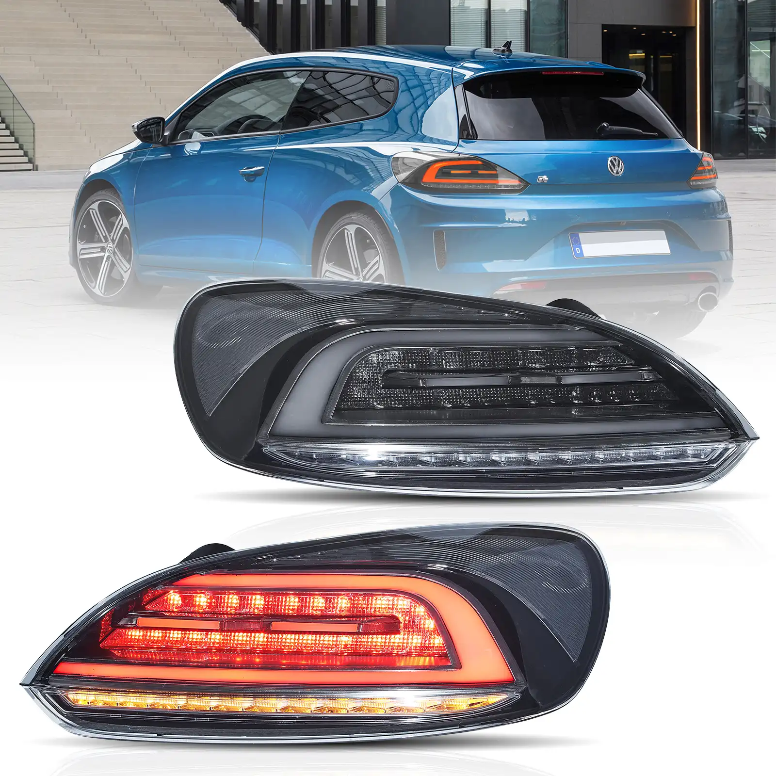 09-14 Volkswagen Scirocco Vland LED Tail Lights W/Amber Sequential Turn Signals [E-mark] - Image 5