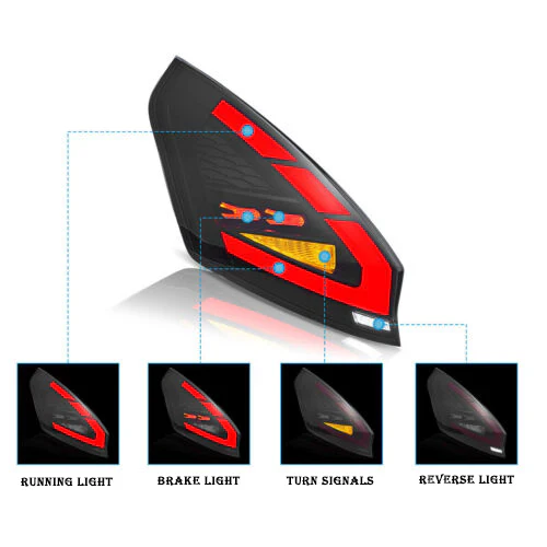 08-19 Ford Fiesta Hatchback Vland LED Tail Lights [E-mark] - Image 4