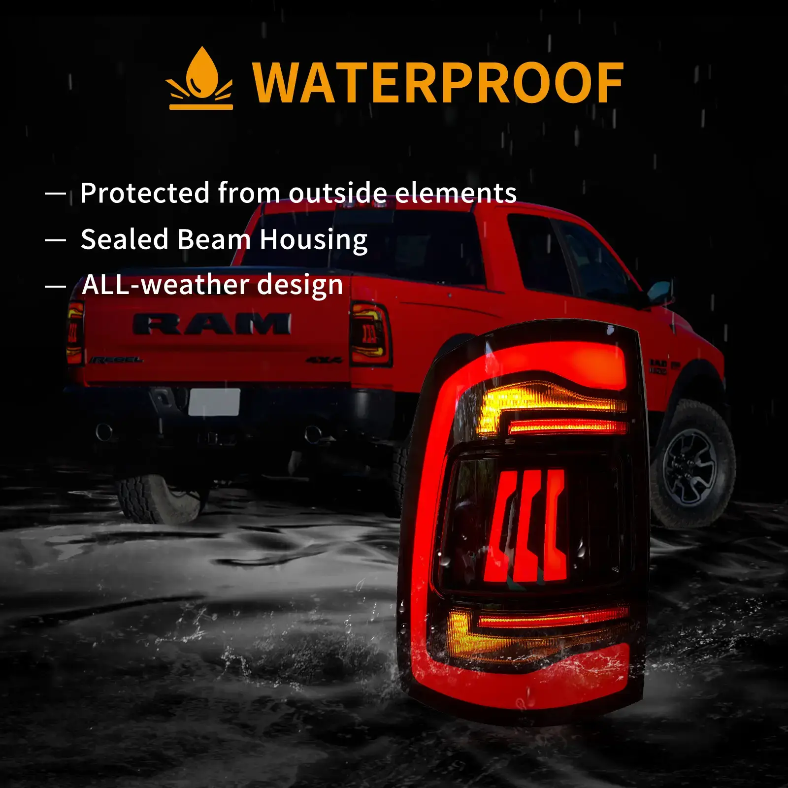 09-18 Dodge Ram 1500/2500/3500 Vland Upgrade LED Tail Lights With Amber Turn Signal - Image 12