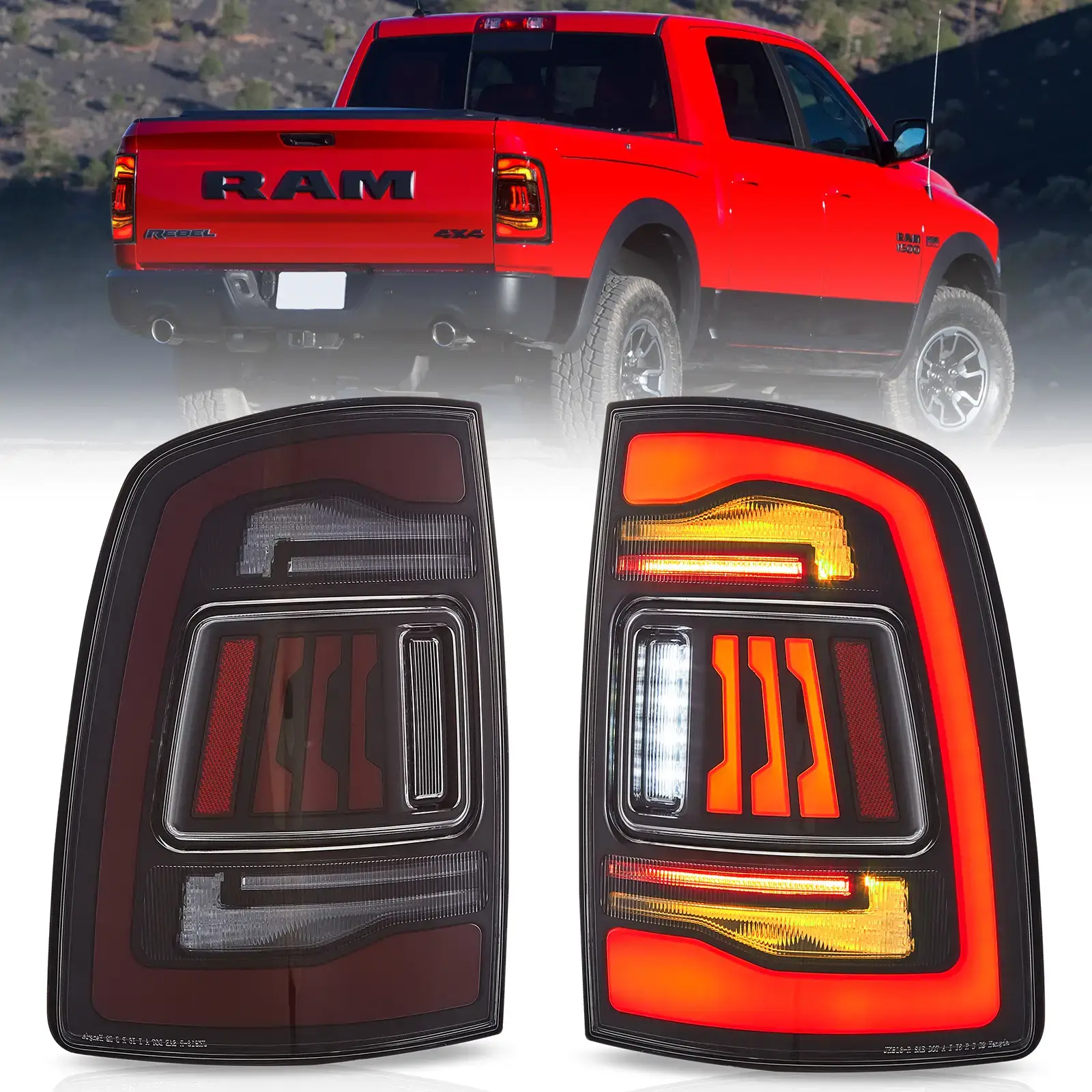 09-18 Dodge Ram 1500/2500/3500 Vland Upgrade LED Tail Lights With Amber Turn Signal - Image 7