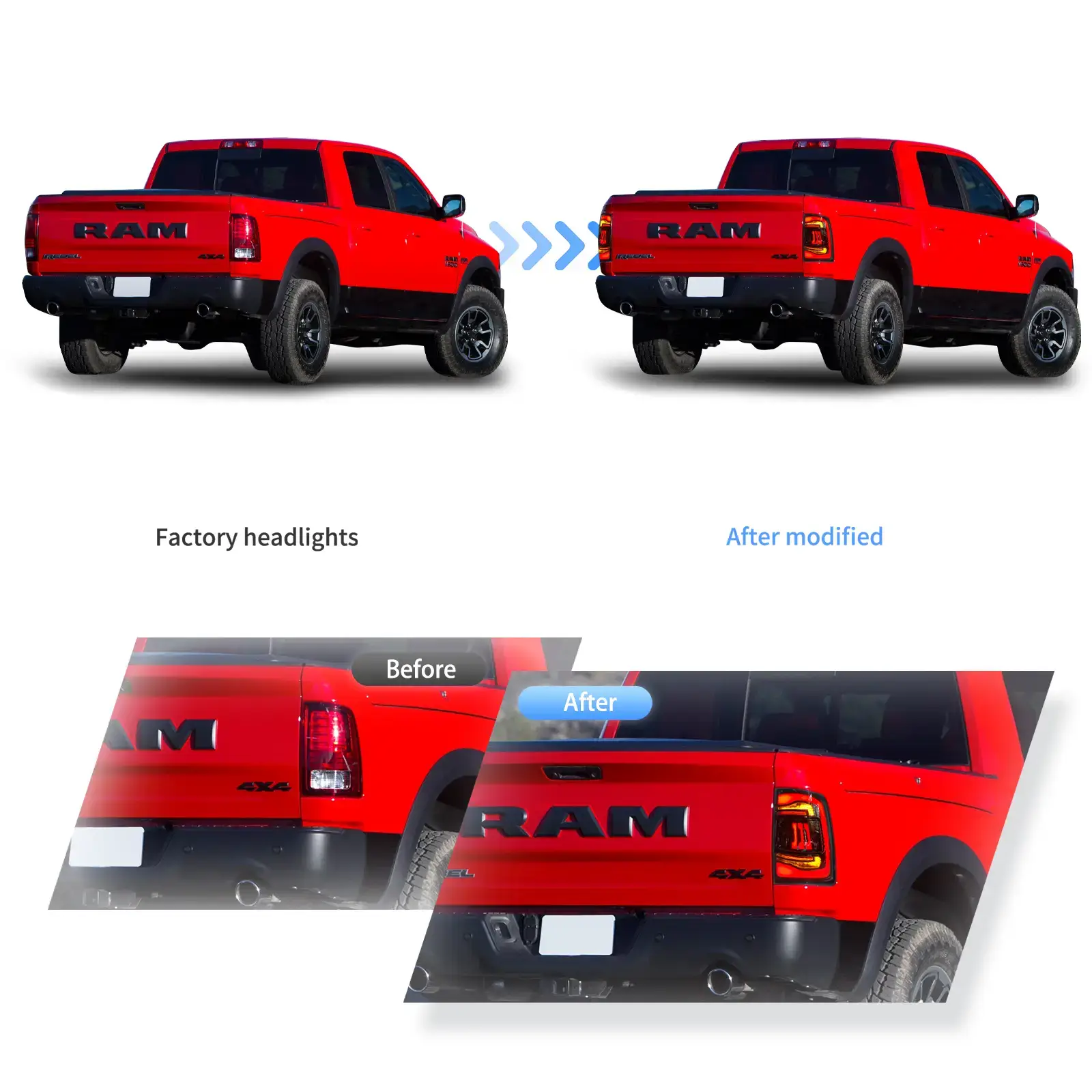 09-18 Dodge Ram 1500/2500/3500 Vland Upgrade LED Tail Lights With Amber Turn Signal - Image 9