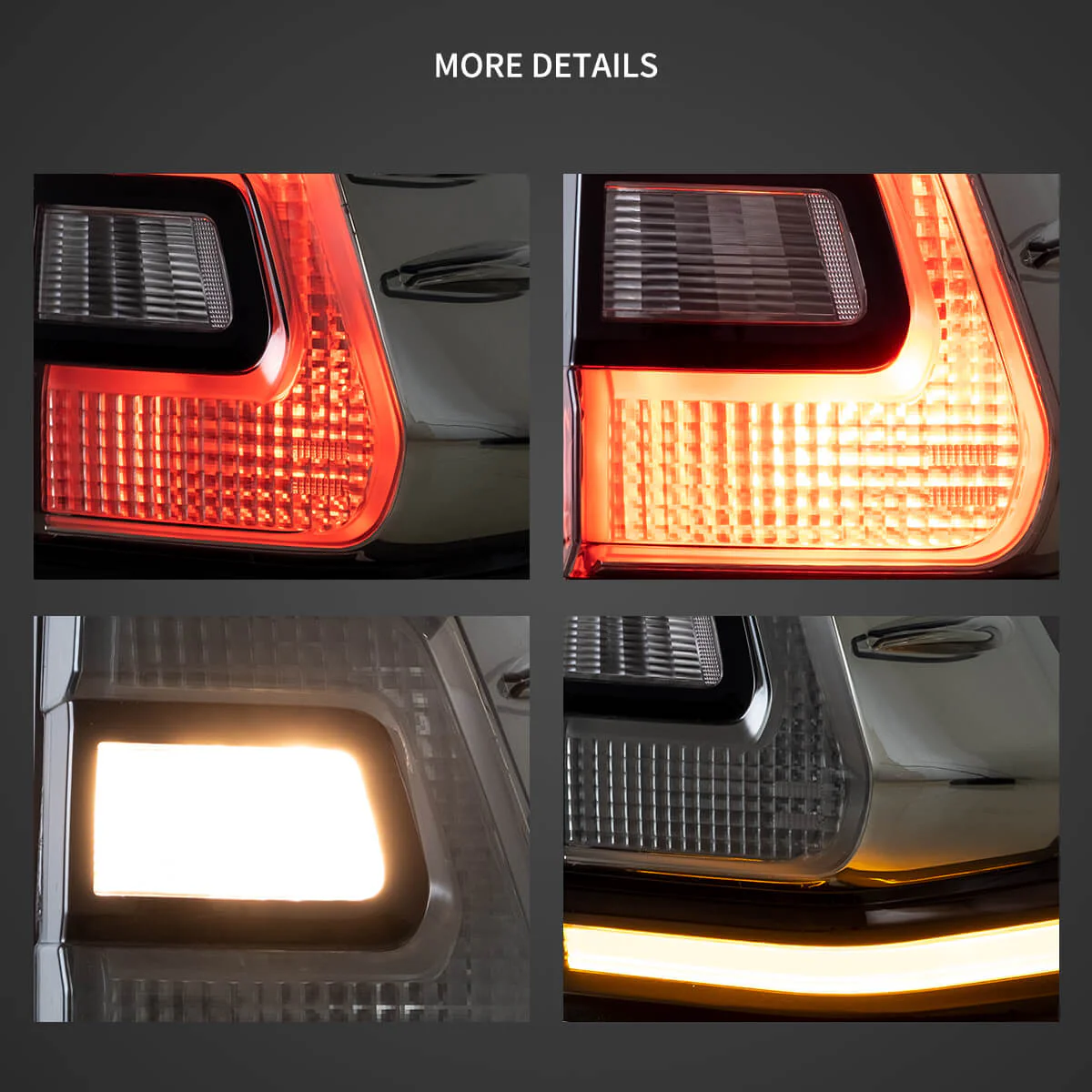 10-17 Toyota Land Cruiser Prado Vland LED Tail Lights With Sequential Turn Signal Red - Image 12
