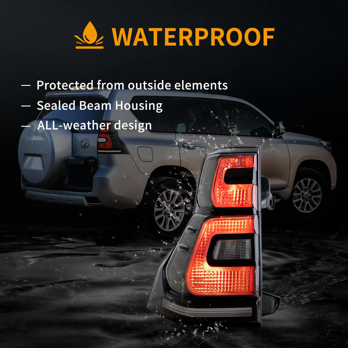 10-17 Toyota Land Cruiser Prado Vland LED Tail Lights With Sequential Turn Signal Red - Image 13
