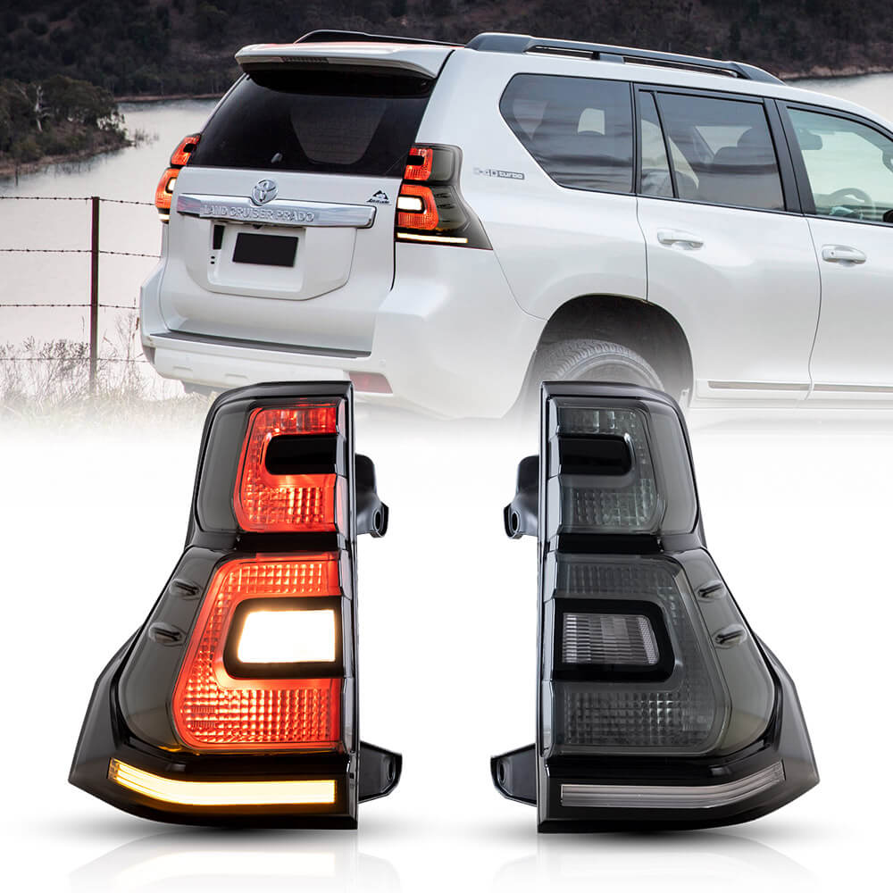 10-17 Toyota Land Cruiser Prado Vland LED Tail Lights With Sequential Turn Signal Red - Image 2