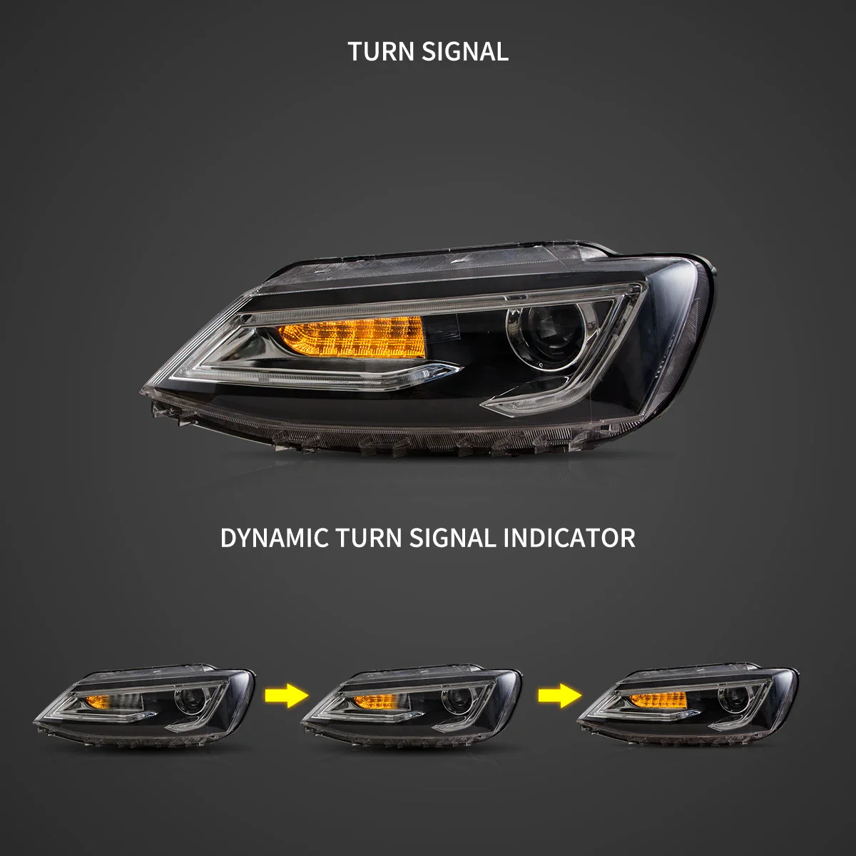 10-18 VW Jetta MK6 Vland Dual Beam Projector Aftermarket Headlights Black With Red Demon Eyes E-mark - Image 5