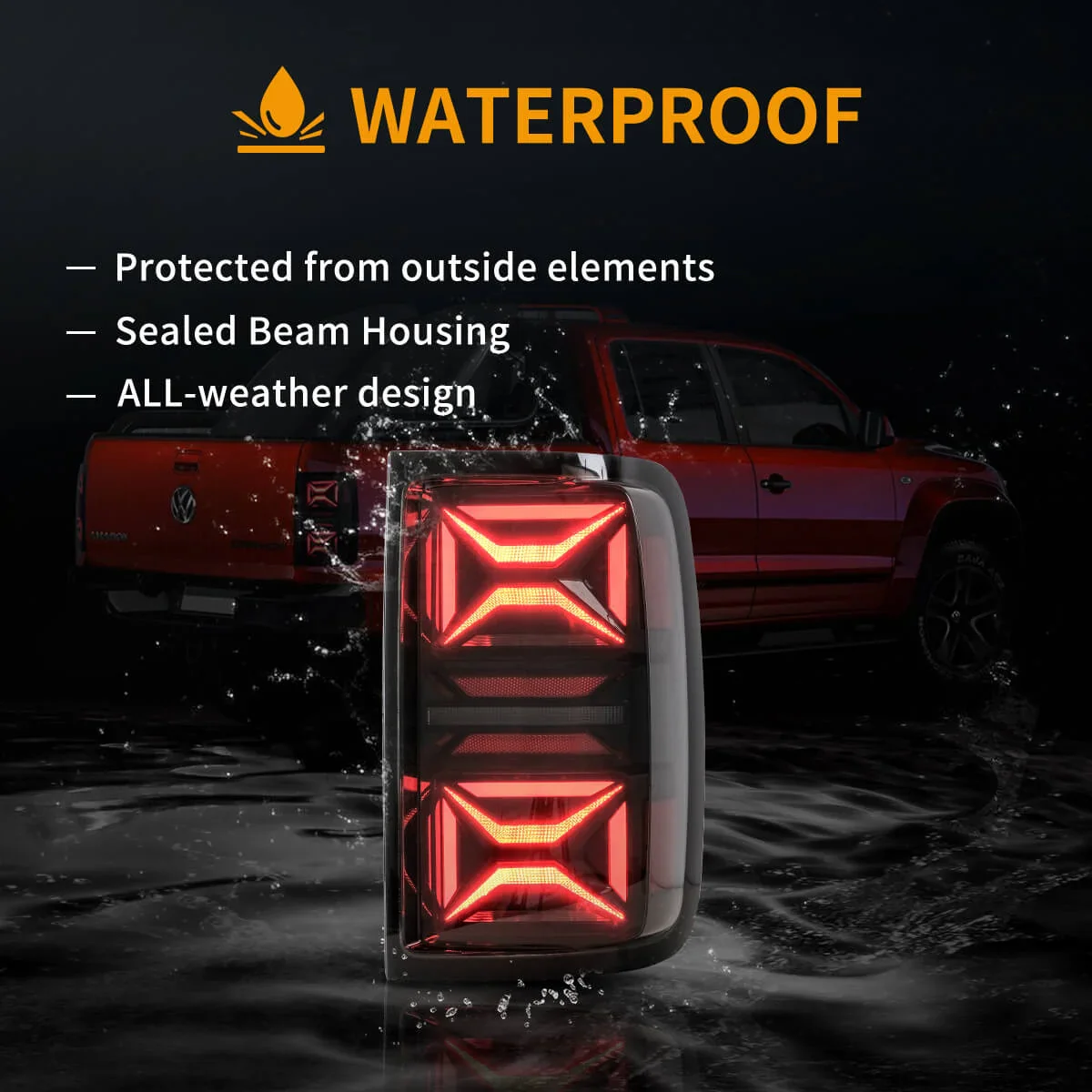 10-22 VW Amarok Vland LED Aftermarket Tail Lights With Dynamic Welcome Lighting Smoked [E-mark] - Image 9