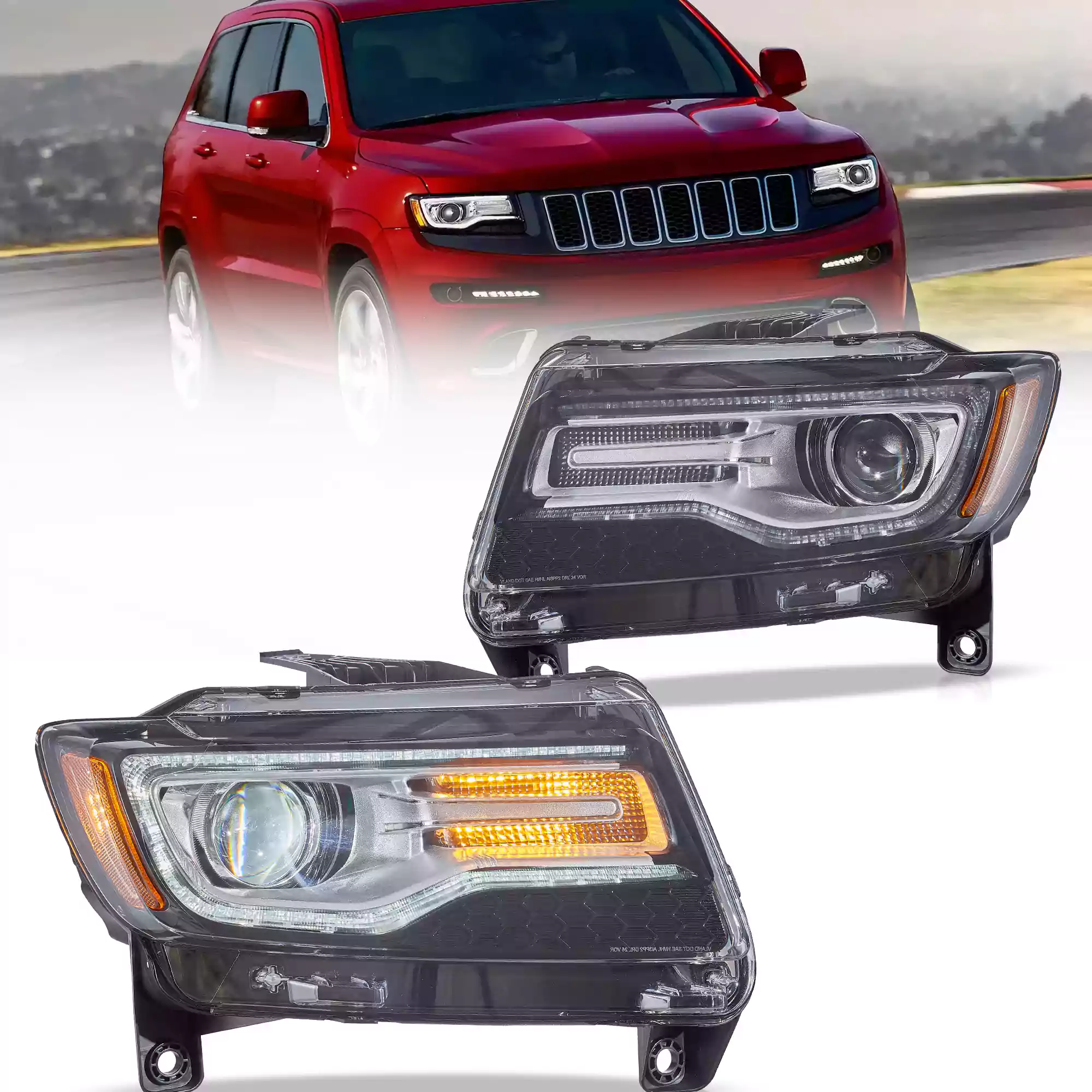 11-13 Jeep Grand Cherokee (WK2) Vland Headlights Full LED With Startup Animation/ Blue DRL - Image 5