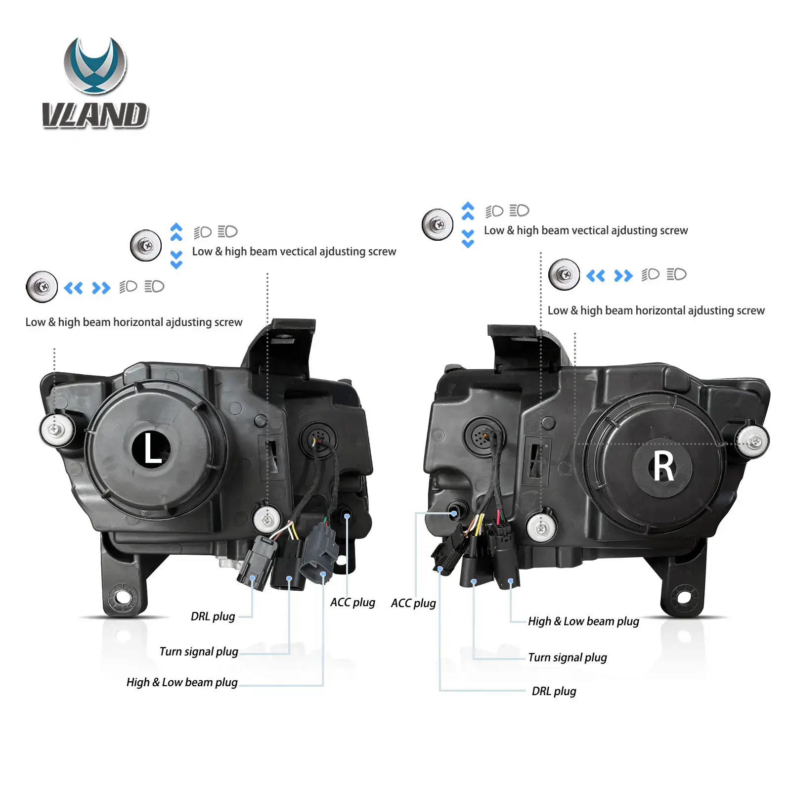 11-13 Jeep Grand Cherokee (WK2) Vland Headlights Full LED With Startup Animation/ Blue DRL - Image 7