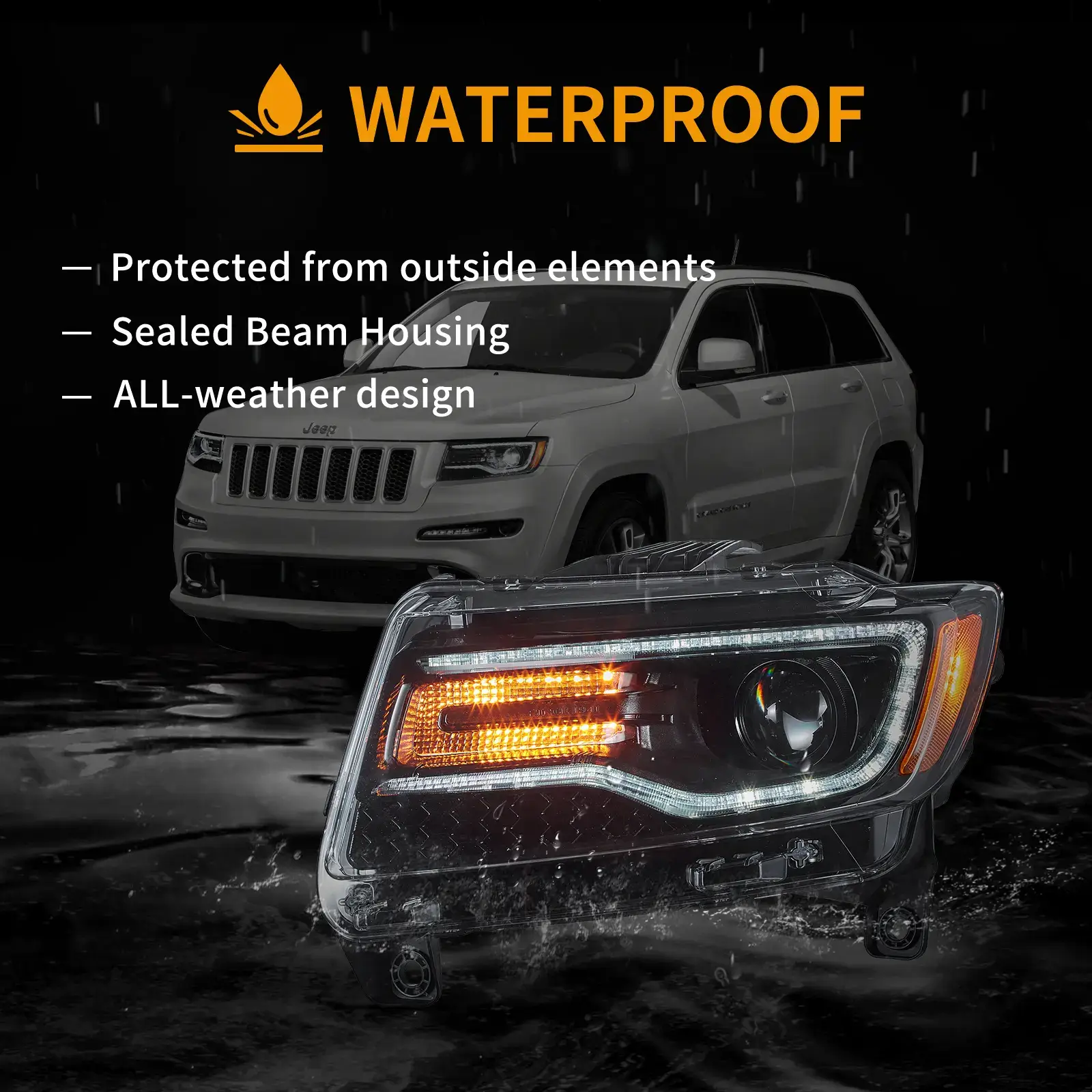 11-13 Jeep Grand Cherokee (WK2) Vland Headlights Full LED With Startup Animation/ Blue DRL - Image 9