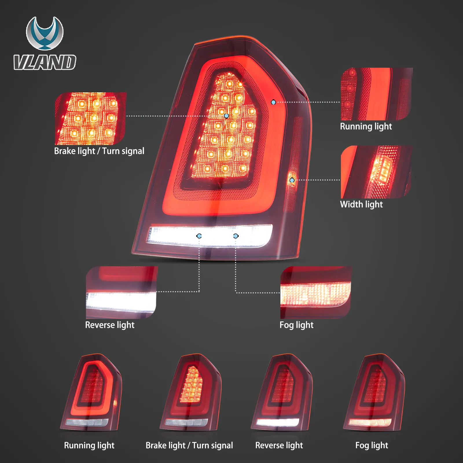 11-14 Chrysler 300 & Lancia Thema Vland LED Tail Lights With Start-up Animation - Image 4