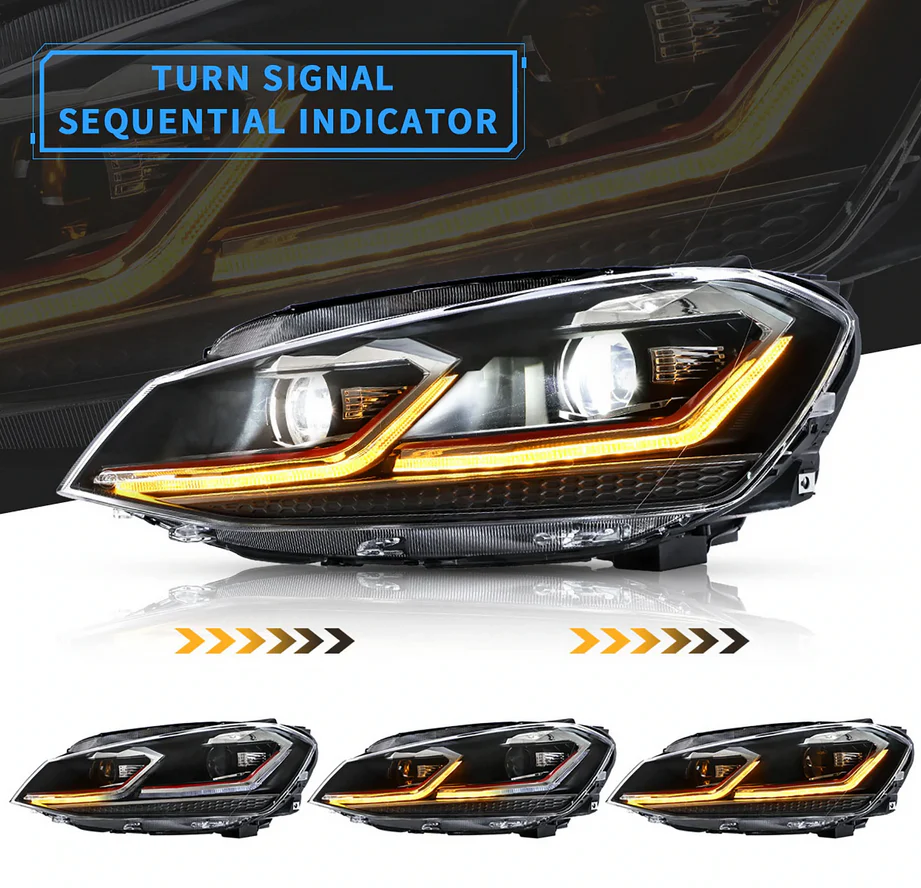 12-16 Volkswagen Golf MK7 Vland Full LED Projector Headlights [E-mark] - Image 4