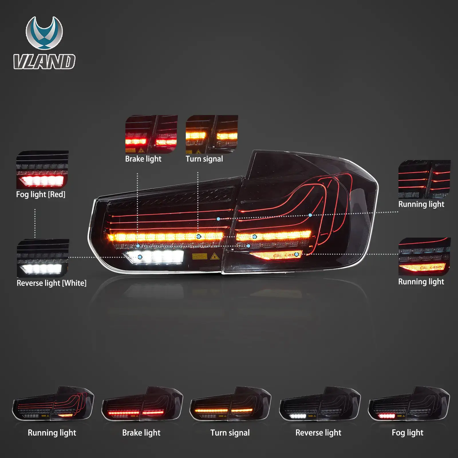 12-19 BMW F30 F80 3 Series Vland Laser Tail Lights CSL Style [E-mark] - Image 4