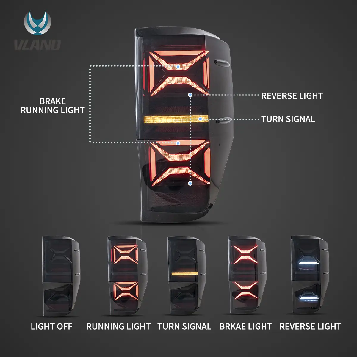 12-22 Ford Ranger (T6/P375) International Vland II LED Tail Lights With Sequential Turn Signal - Image 3