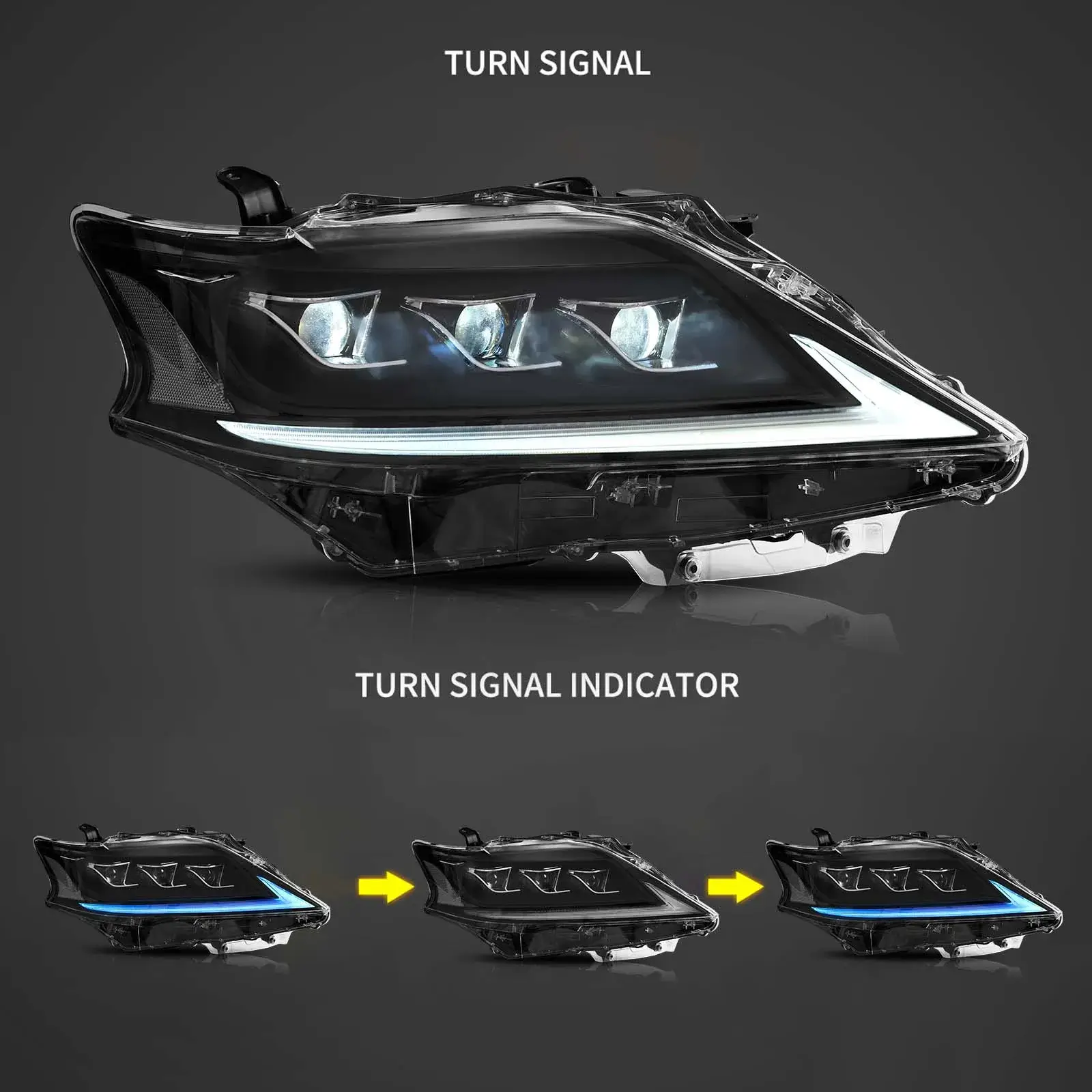 13-15 Lexus RX270 RX350 RX450H Vland LED Matrix Headlight Black - Image 4
