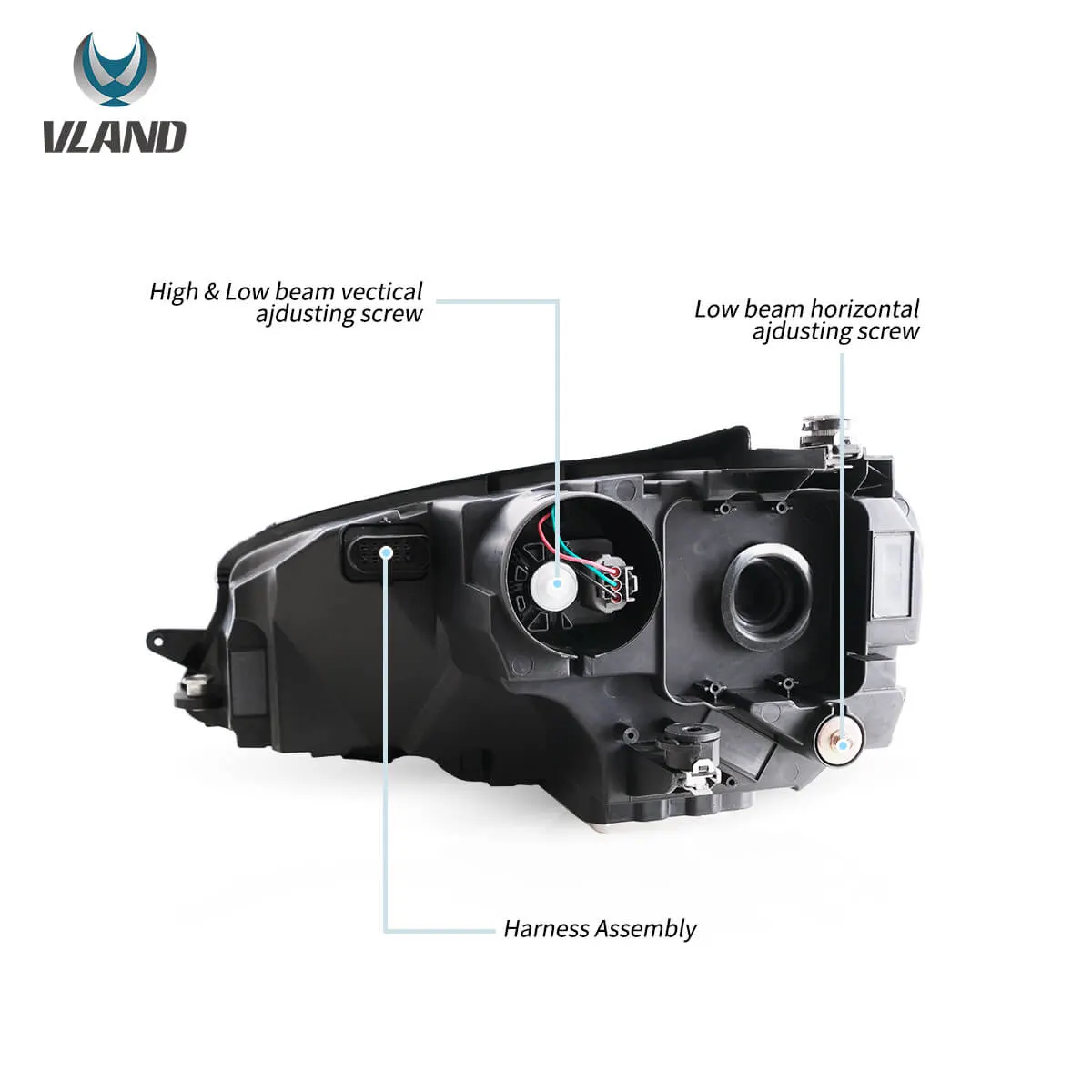 13-17 VW Golf MK7 Hatchback Vland LED Aftermarket Headlights Black [E-mark] - Image 6