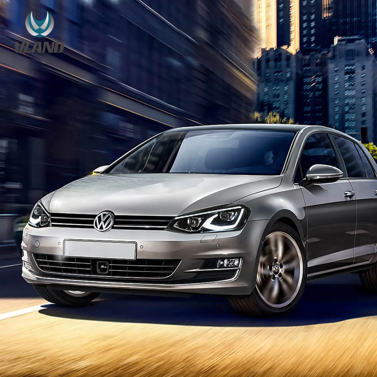 13-17 VW Golf MK7 Hatchback Vland LED Aftermarket Headlights Black [E-mark] - Image 8