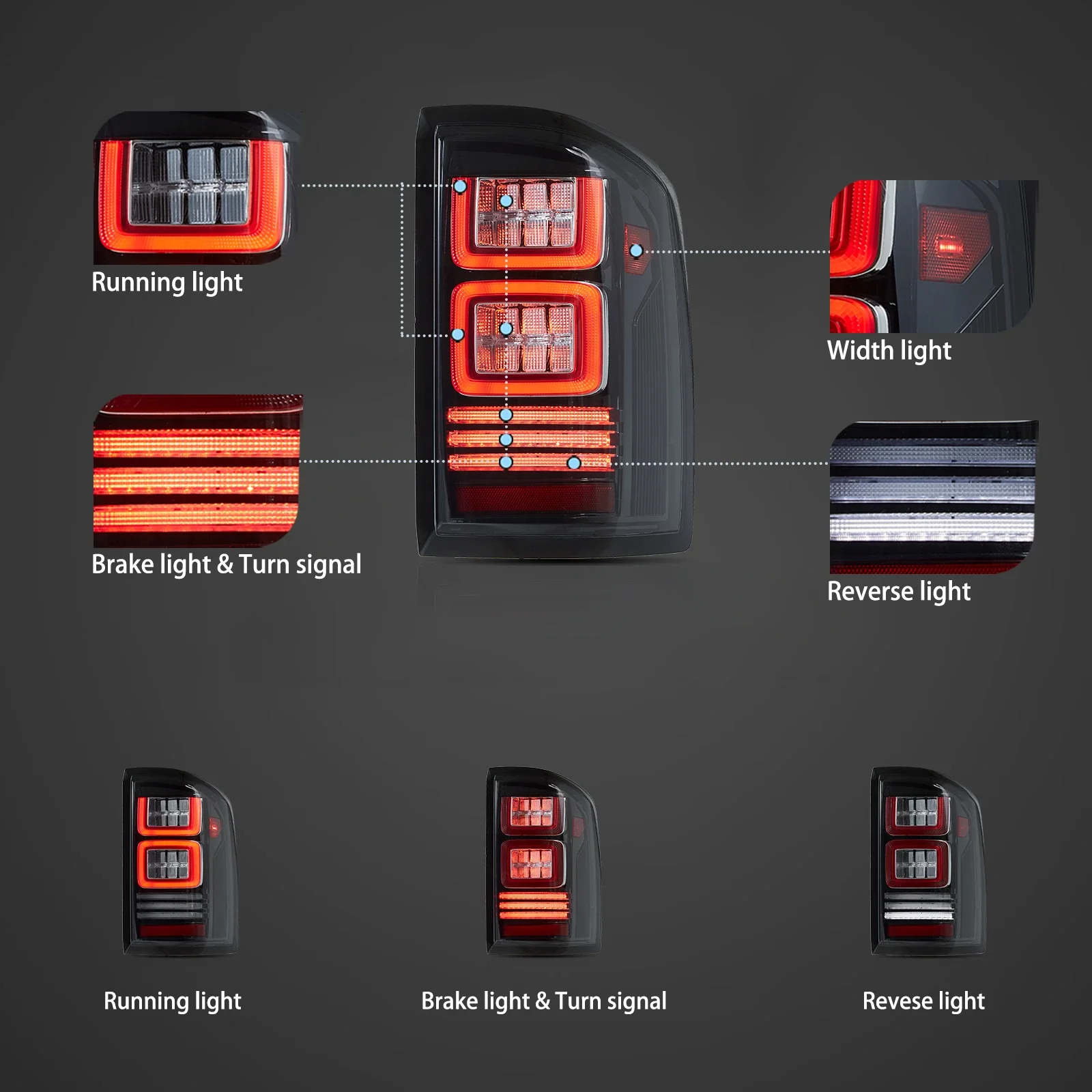 14-18 GMC Sierra 1500 2500HD 3500HD Vland II LED Tail Lights With Dynamic Welcome Lighting Clear - Image 4