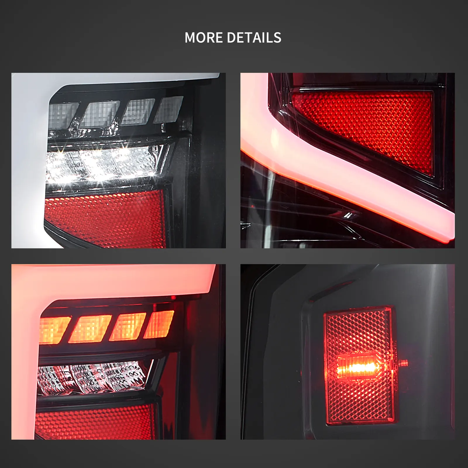 14-18 GMC Sierra 1500 2500HD 3500HD Vland LED Tail Lights With Dynamic Welcome Lighting Clear - Image 5