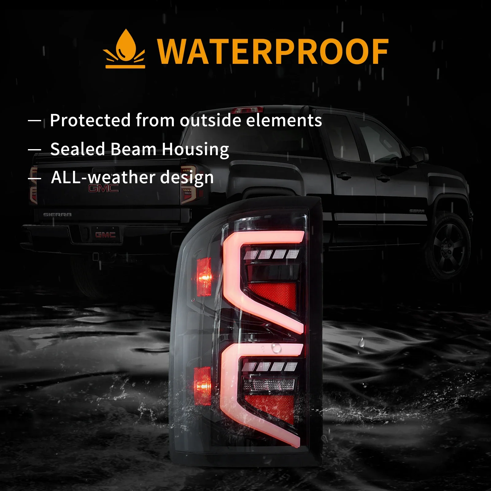 14-18 GMC Sierra 1500 2500HD 3500HD Vland LED Tail Lights With Dynamic Welcome Lighting Clear - Image 9