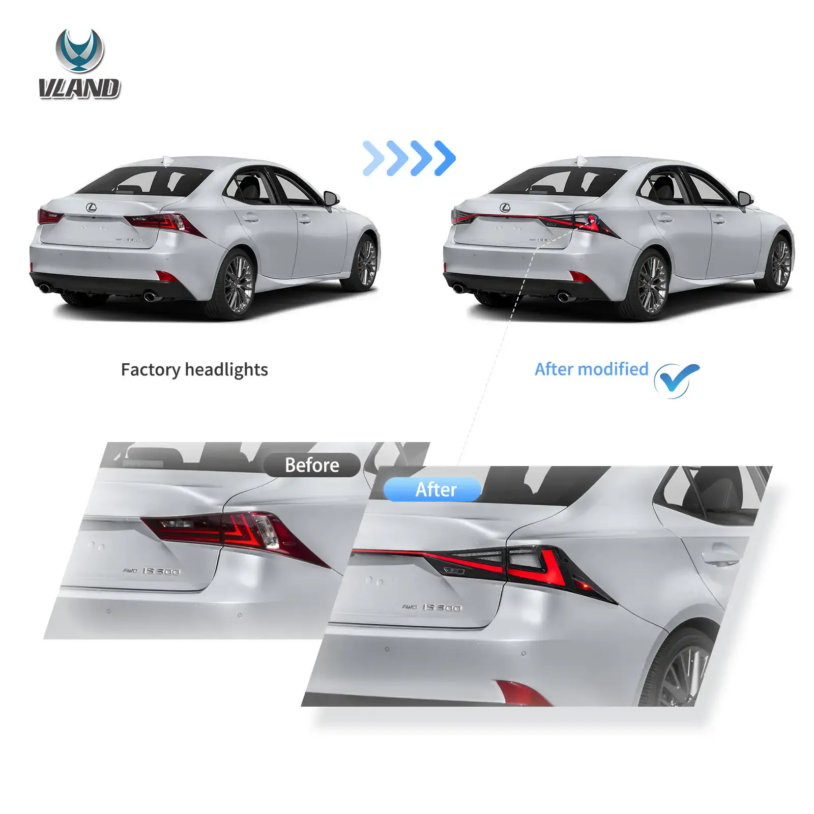 14-20 Lexus IS 250 200t 300h F Sport Vland LED Tail Lights - Image 9