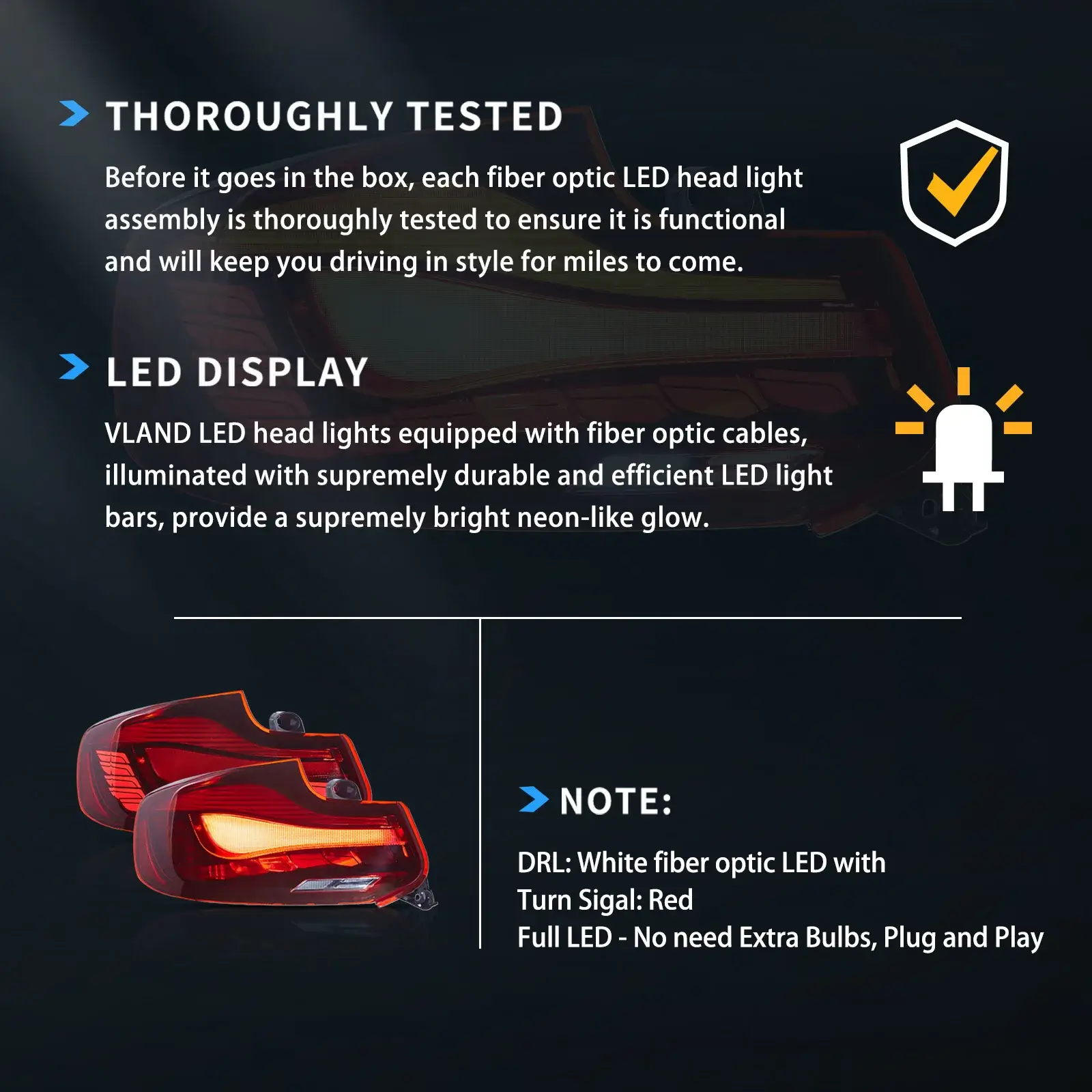 14-21 BMW 2 Series (F22 F23) M2 (F87) Vland OLED Tail Lights With Dynamic Welcome Lighting GTS Style [E-mark] - Image 13
