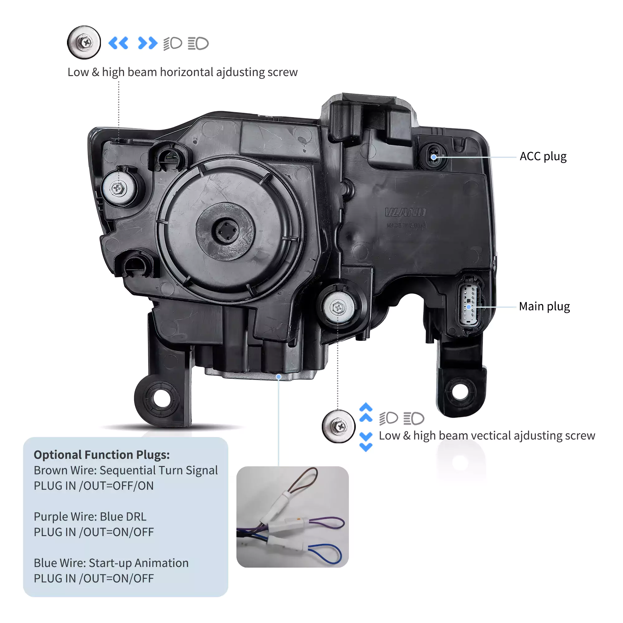 14-22 Jeep Grand Cherokee (WK2) Vland Headlights Full LED With Startup Animation/ Blue DRL - Image 11