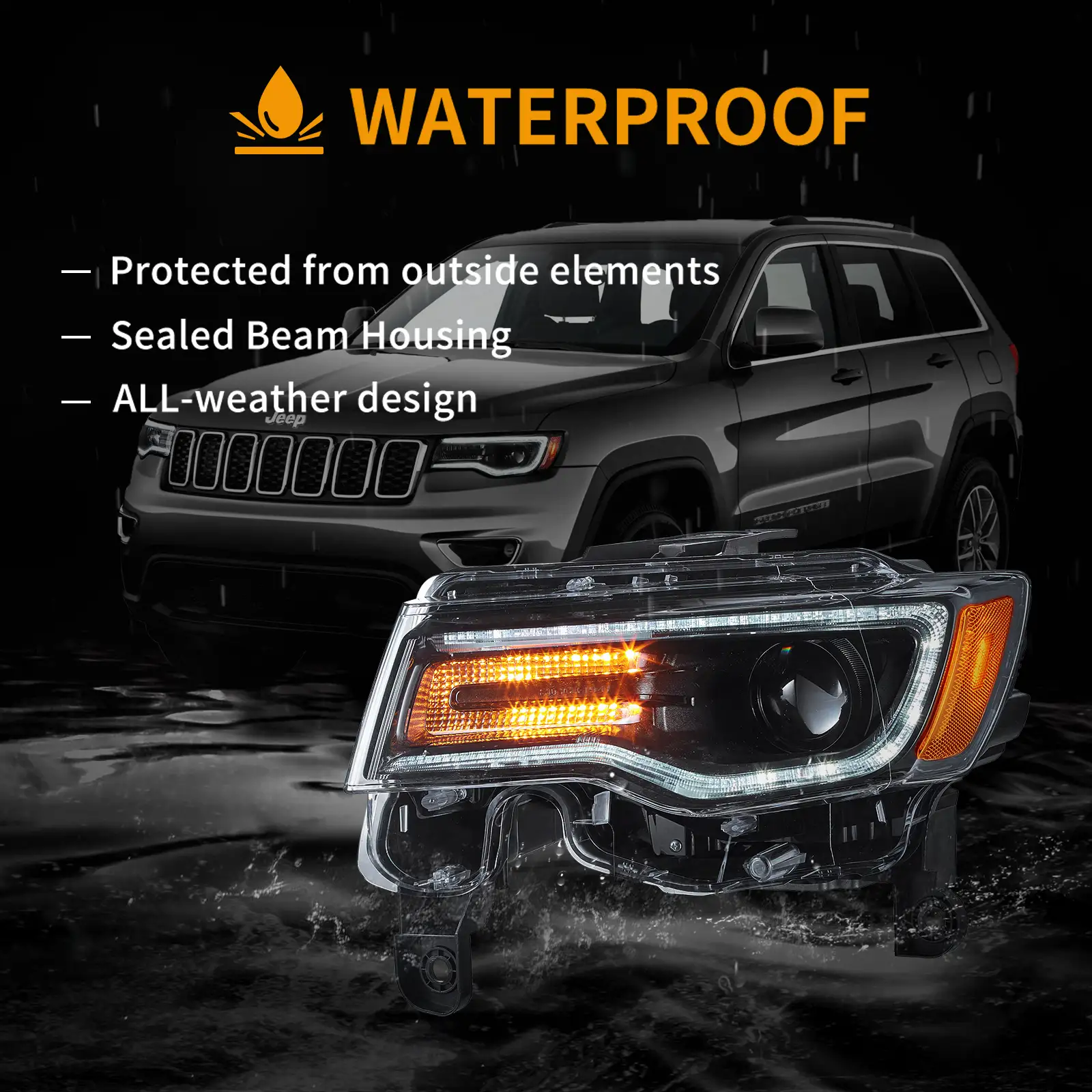 14-22 Jeep Grand Cherokee (WK2) Vland Headlights Full LED With Startup Animation/ Blue DRL - Image 13