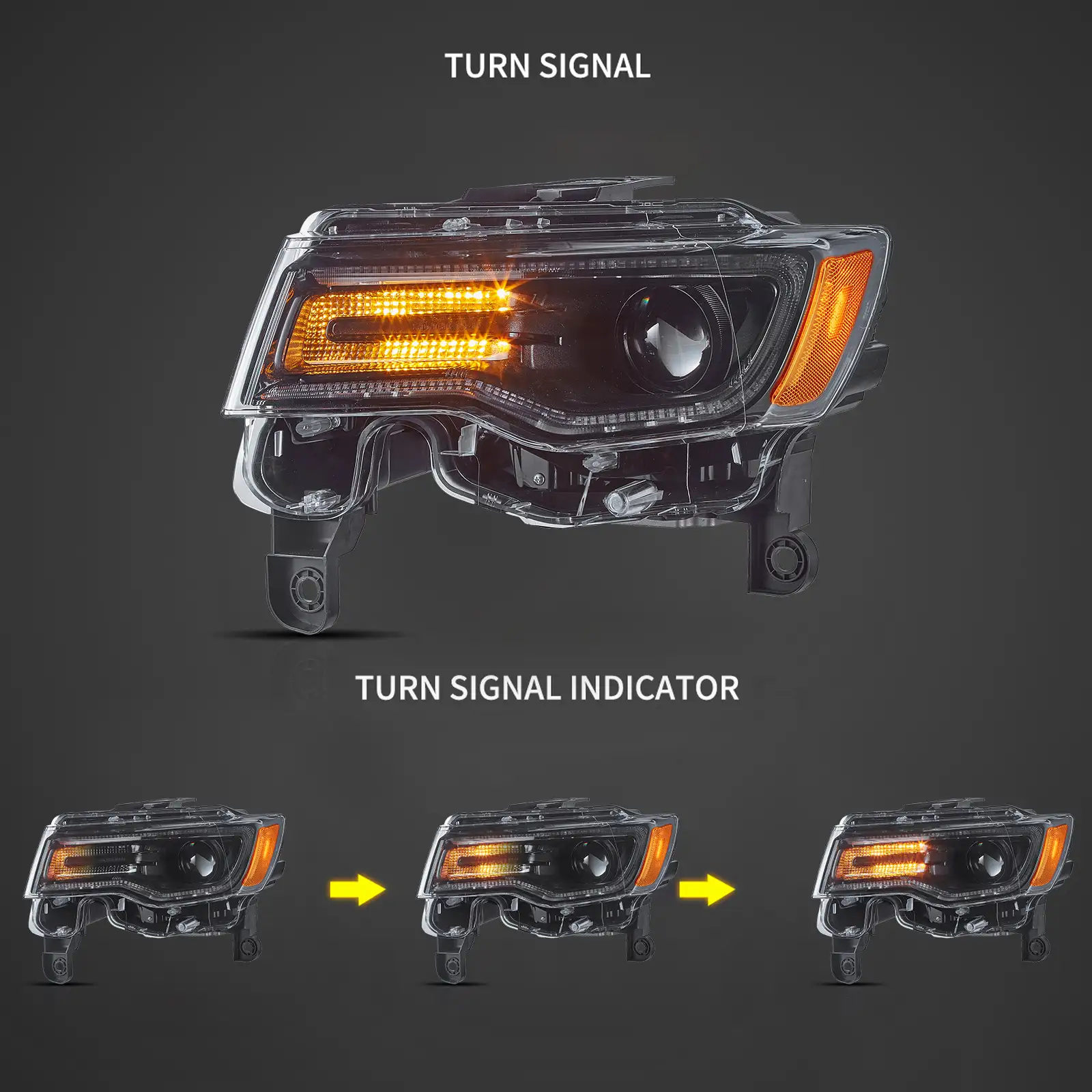 14-22 Jeep Grand Cherokee (WK2) Vland Headlights Full LED With Startup Animation/ Blue DRL - Image 4