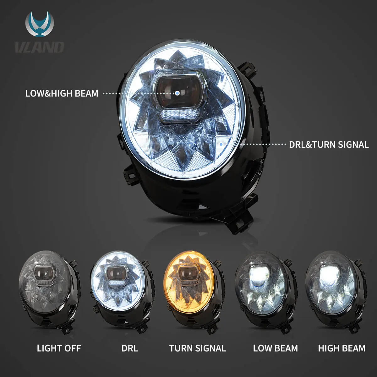 14-22 Mini Cooper (F55 F56 F57) Vland LED Dual Beam Projector Headlights [E-mark] - Image 3