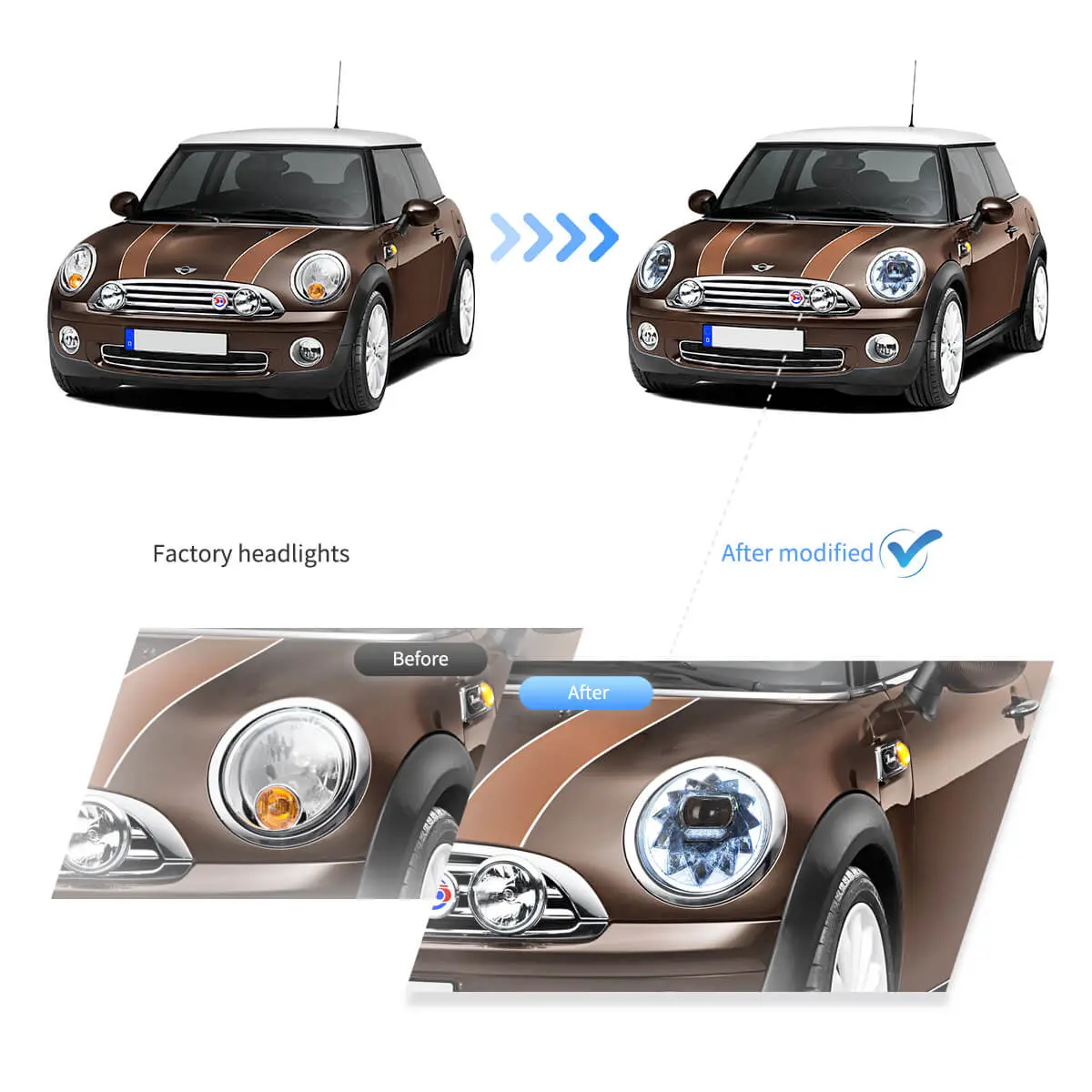 14-22 Mini Cooper (F55 F56 F57) Vland LED Dual Beam Projector Headlights [E-mark] - Image 6