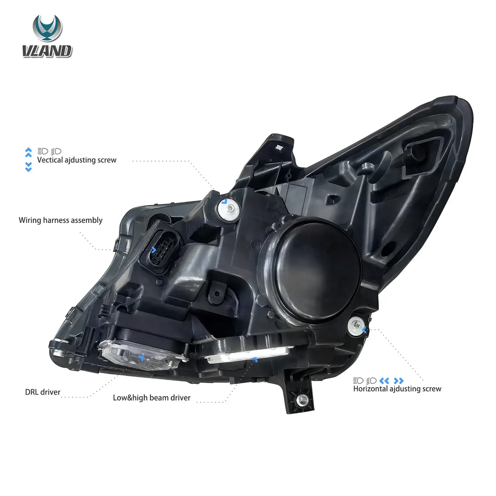 16-23 Mercedes Benz Metris / Vito 3th Gen (W447) Vland LED Matrix Headlights Black [E-mark] - Image 4