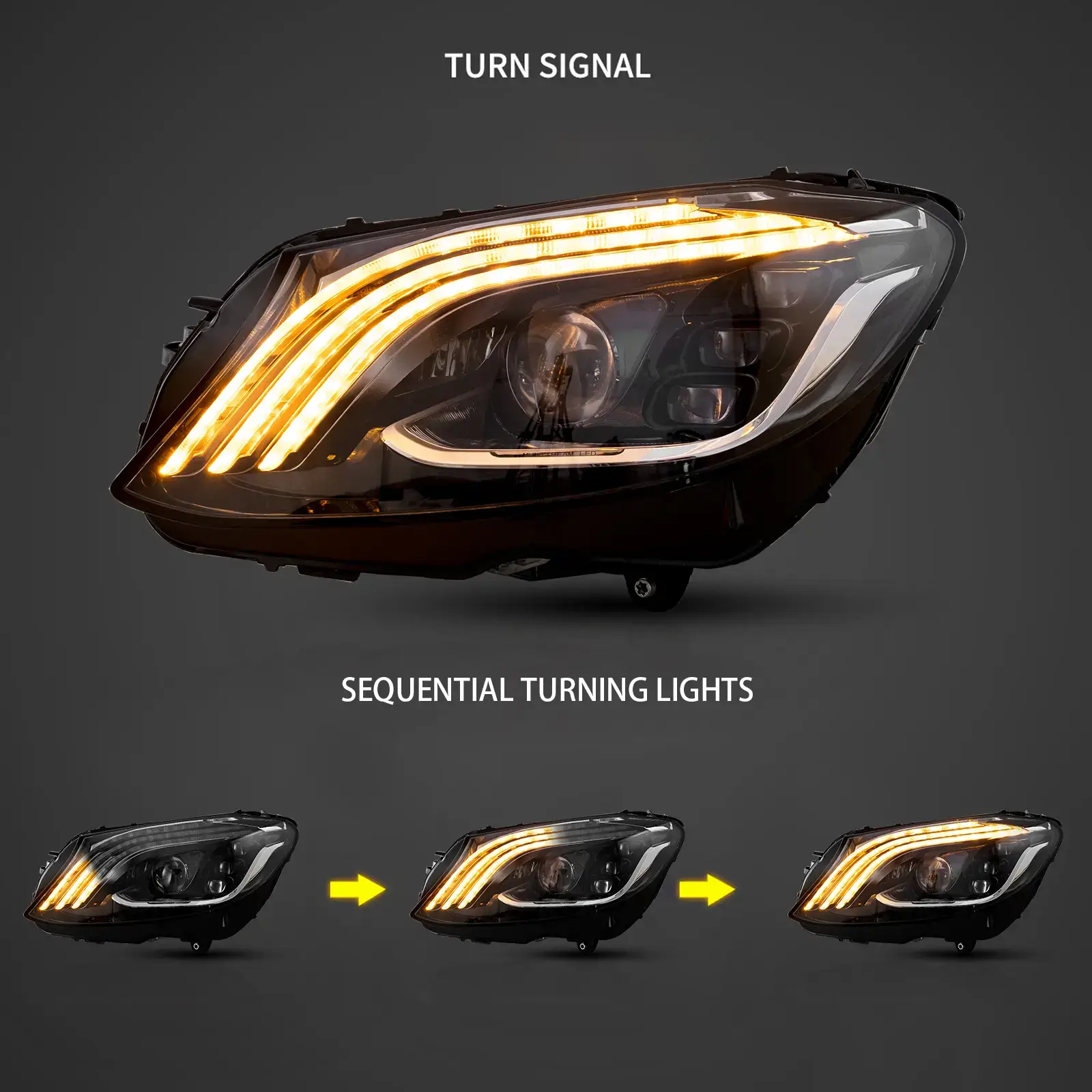 15-21 Mercedes-Benz C-Class W205 Vland LED Matrix Headlight Black [E-mark] - Image 3