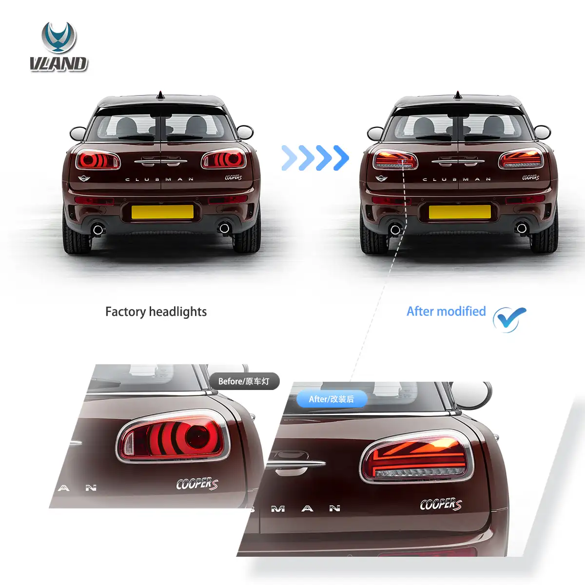 15-23 Mini Cooper Clubman F54 LCL F54 F54N Vland Tail lights With Full LED Upgraded Dynamic Welcome Lighting [E-mark] - Image 8