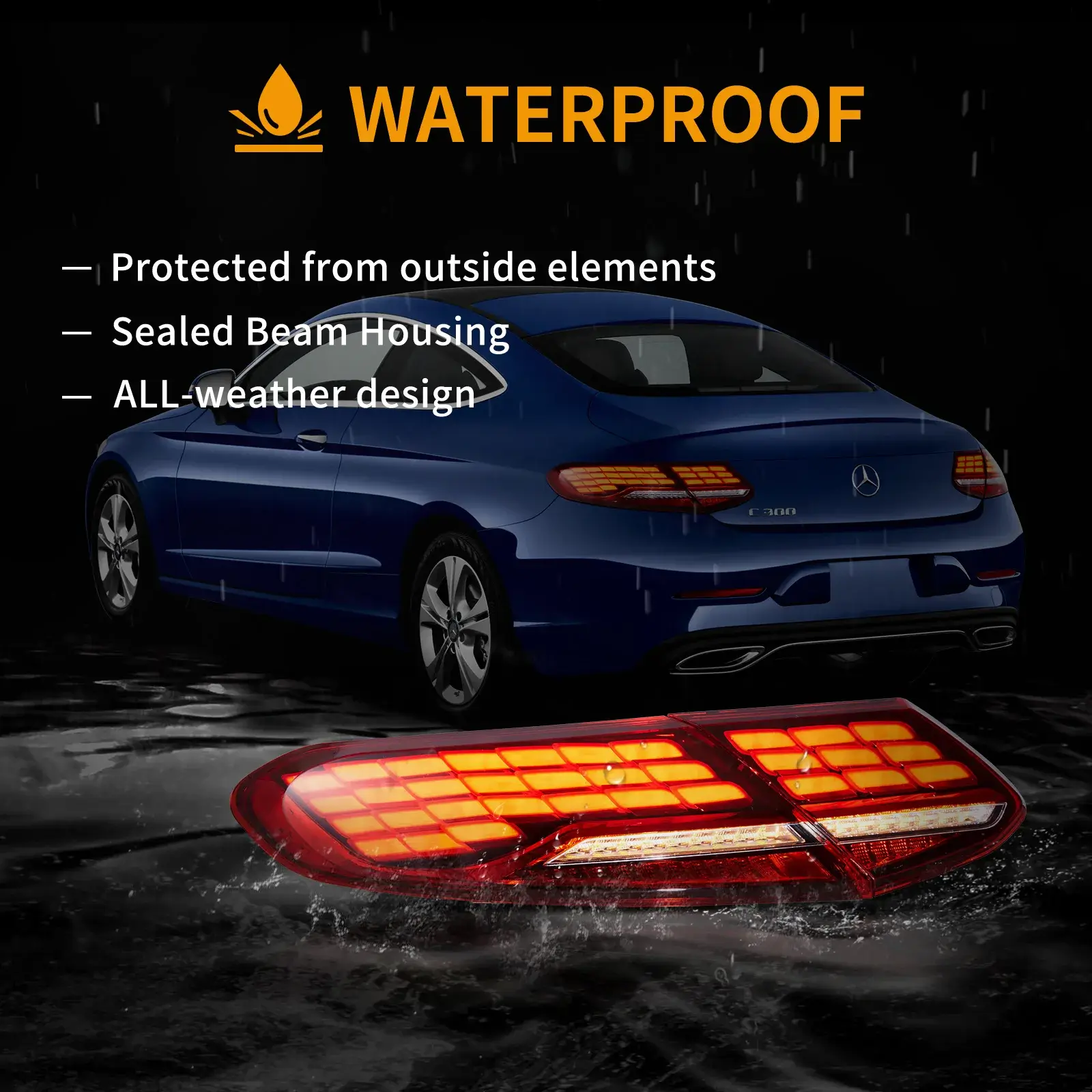 16-23 Mercedes C-Class A205 C205 Vland Full LED Tail Lights With Animation Sequential - Image 7