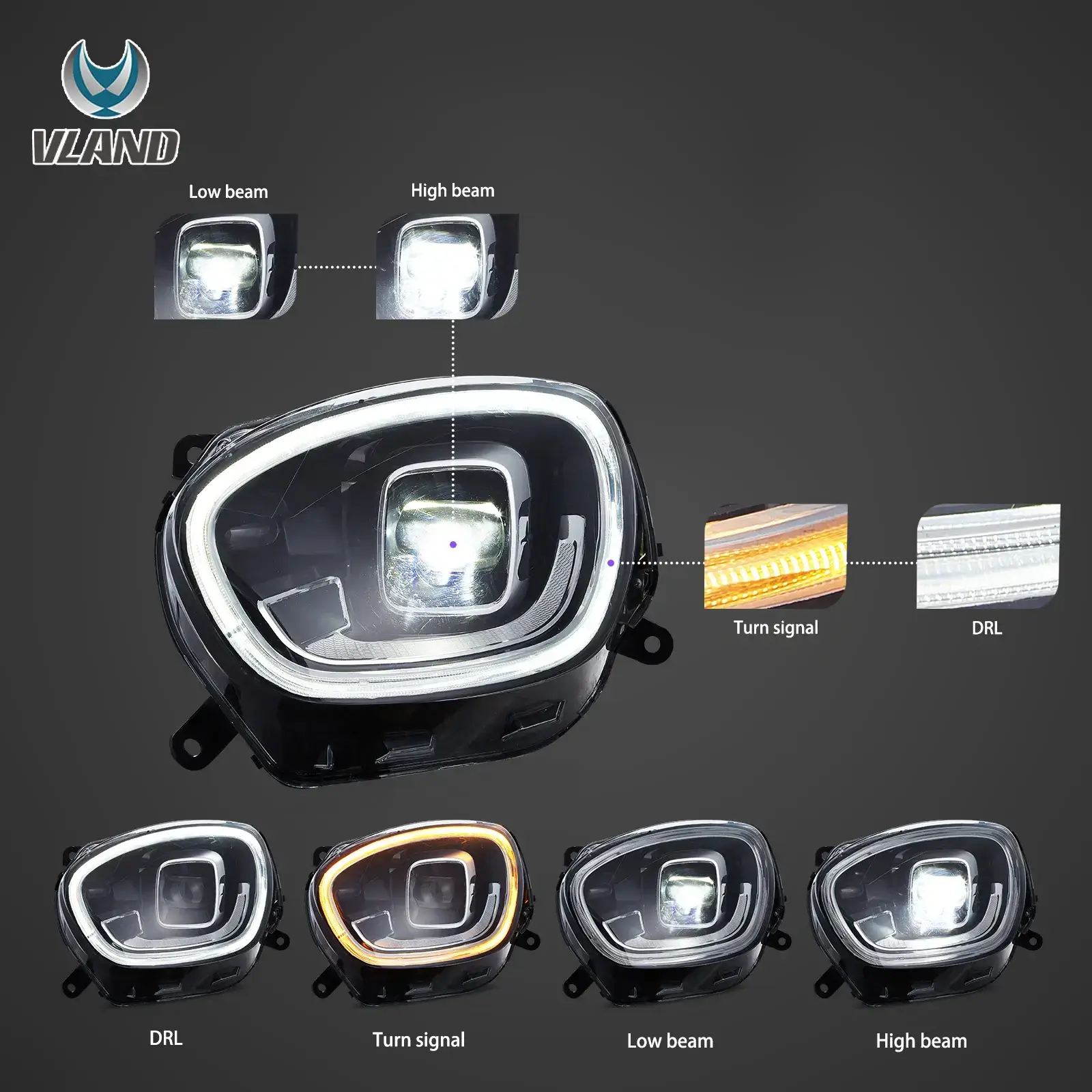 17-20 Mini Countryman F60 Vland Full LED Dual Beam Projector Headlights [E-mark] - Image 3