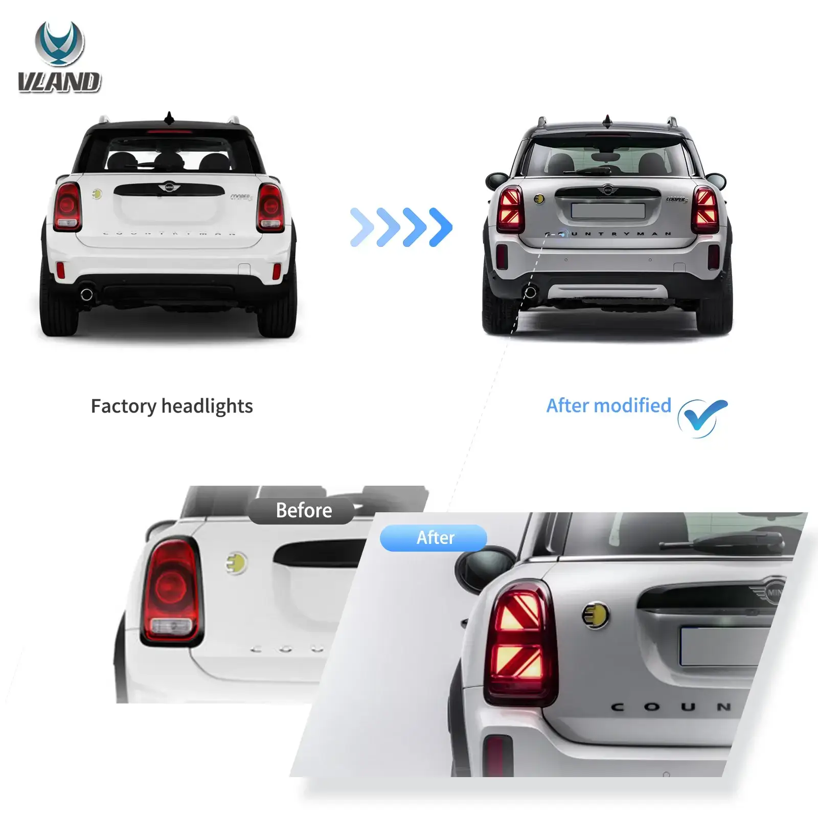 17-23 BMW Mini Countryman F60 VLAND Tail Lights FULL LED W/Sequential Turn Signal [E-mark] - Image 8