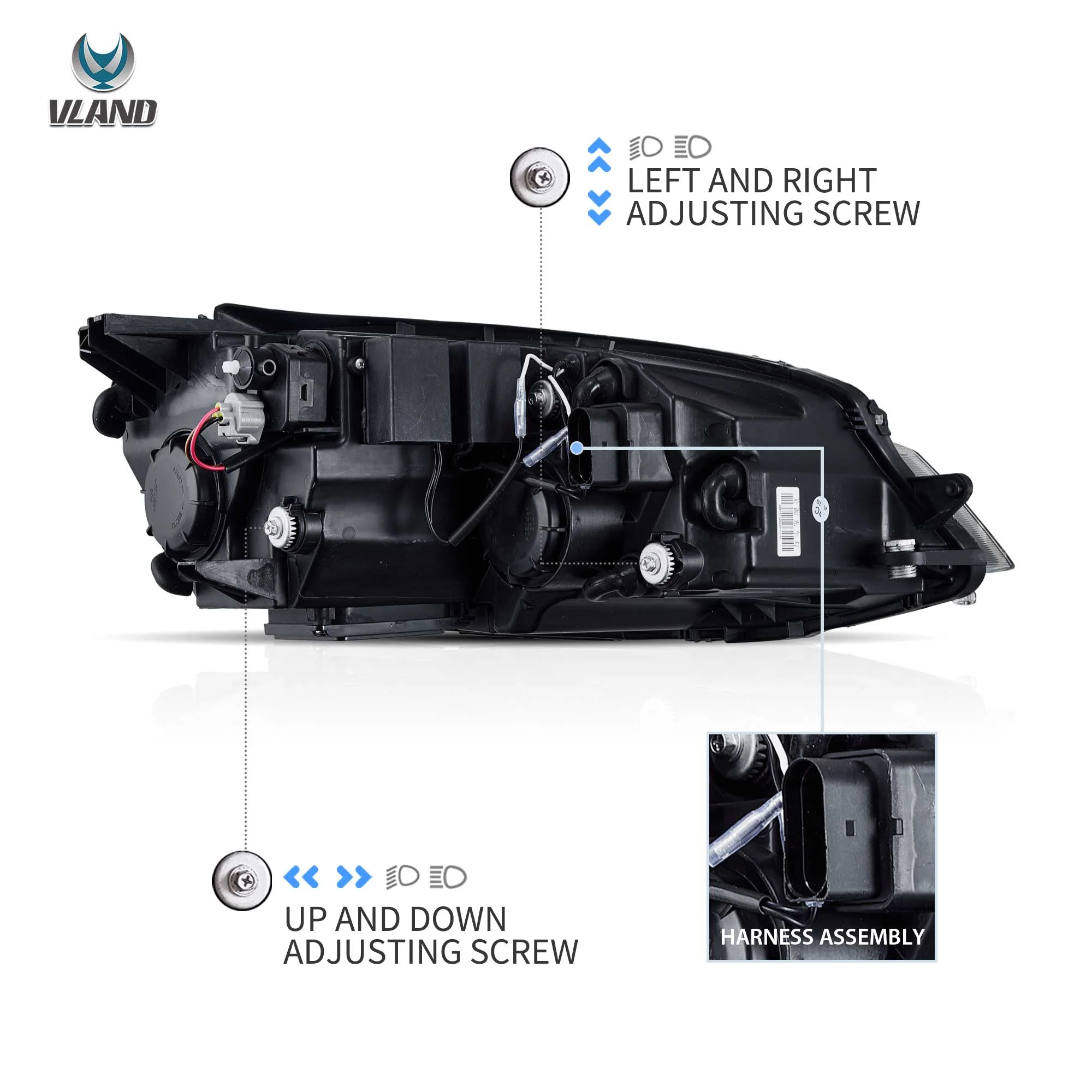 12-16 Volkswagen Golf MK7 Vland Full LED Projector Headlights [E-mark] - Image 7