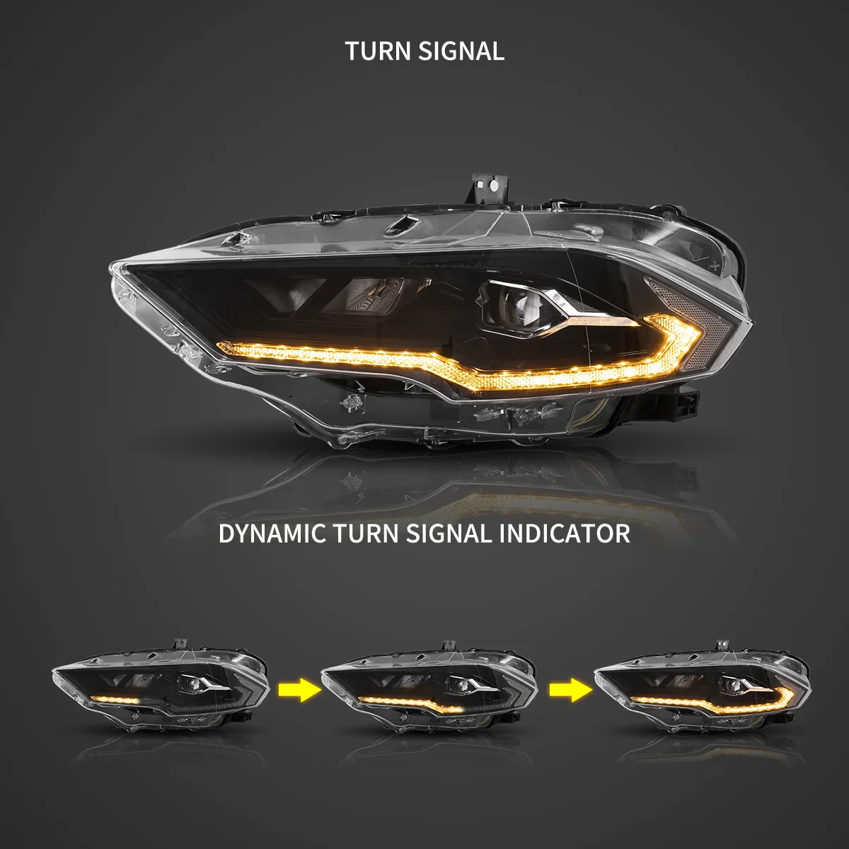 18-22 Ford Mustang 6th Gen Facelifted Vland (Ⅱ) LED Dual Beam Projector HeadLights Black - Image 3