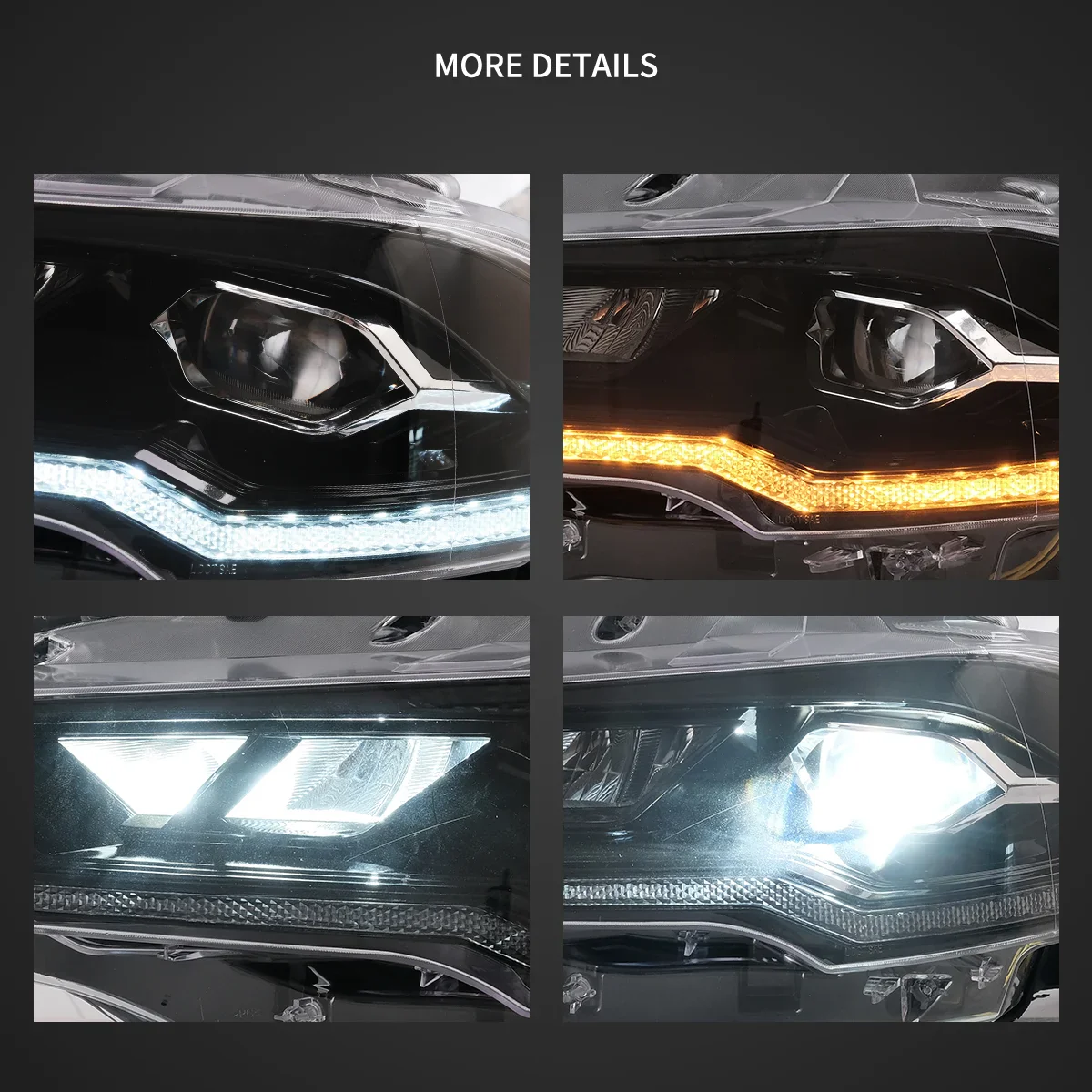 18-22 Ford Mustang 6th Gen Facelifted Vland (Ⅱ) LED Dual Beam Projector HeadLights Black - Image 4